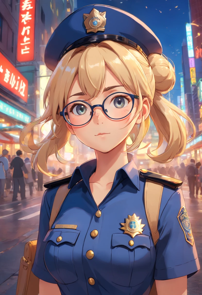 Prompt
half body to thigh, night in streets of New York, a Police woman, she wear a uniform with police hat, she has long blond hair in a bun, dynamic pose, stand centered in front to camera, cute and adorable, drawing style, digital art, centered, dynamic pose, complex blurry background, lushill style, exquisitely detailed elements, detailed perfect face, detailed clear eyes, intricate, extremely detailed, highly detailed, realistic look, vivid colors, rim lighting, sharp focus, digital art, unreal engine, concept art, octane render, 8k, trending on Artstation, (((glasses)))