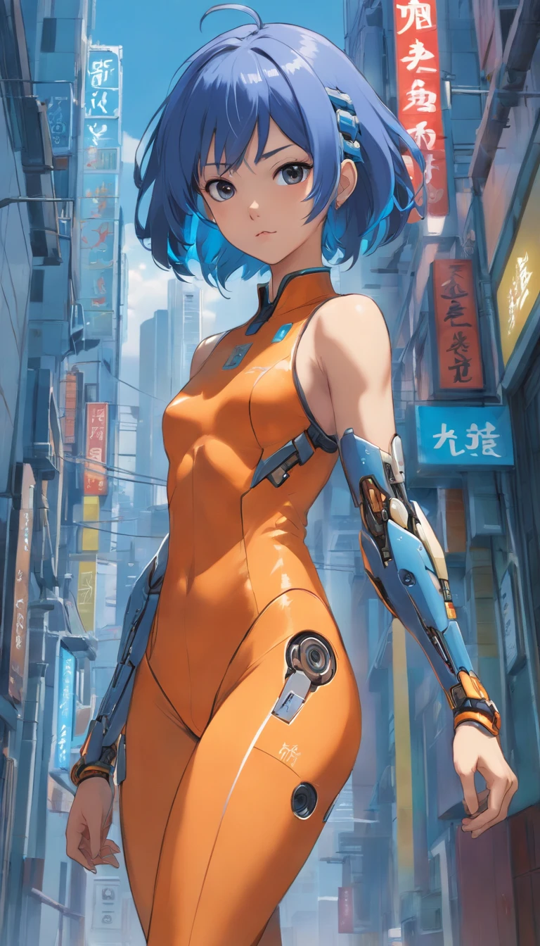 Foto de uma mulher de meia idade 40 anos, cabelos grisalhos vestindo roupas de shaolin, ciborgue, Cybernetic right arm and cybernetic left leg, atraente i robot com olhos vermelhos, with rich metal body decoration, Sf, obra-prima de arte intrincada, agourento, cartaz de filme de pintura fosca, proportion Aurea, trending in cgsociety, intrincado, epics, trending on ArtStation, por artgerm, h. r. Giger e Beksinski, altamente detalhado, vibrante, production cinematic character render, ultra high quality model
