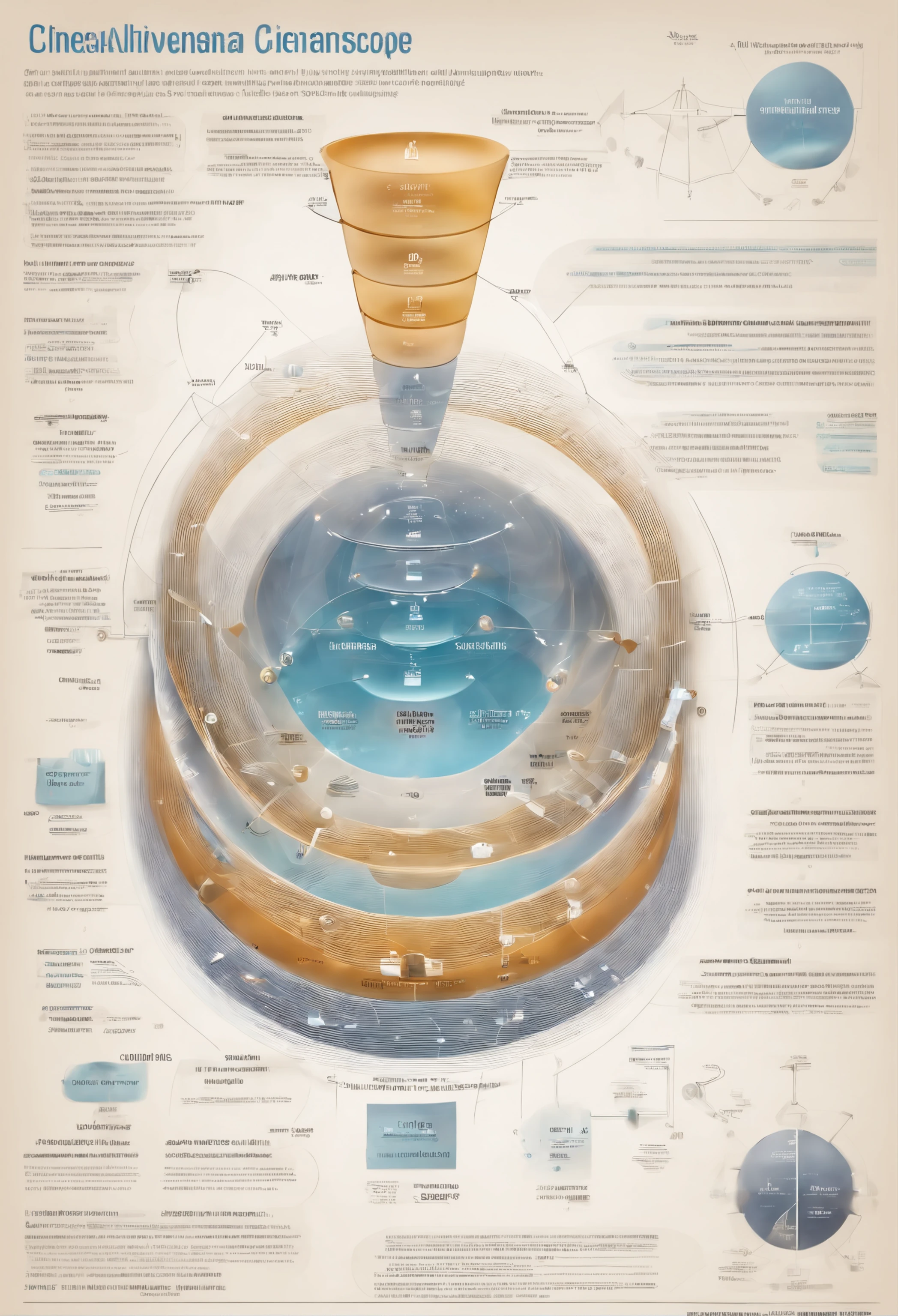 A data funnel diagram diagram that contains many different types of data, Illustration by Jeffrey Smith, shutter inventory, Digital art, detailed scientific diagram, scientific depiction, scientific diagram, Elegant engine, volumetry scattering into space, space molecules, hori, virtual reality metaverse engine, Virtual Engine, Screen information and labels