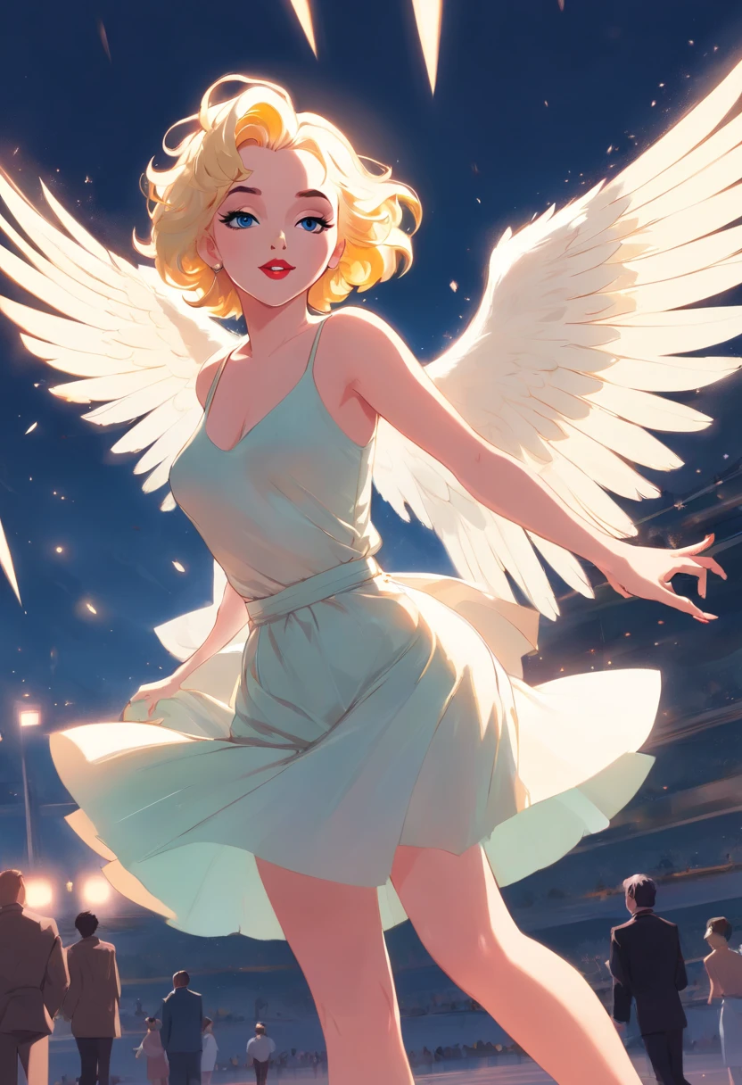 Marilyn Monroe, vintagestyle , angelicales，Dance ballet，massive wings，feater