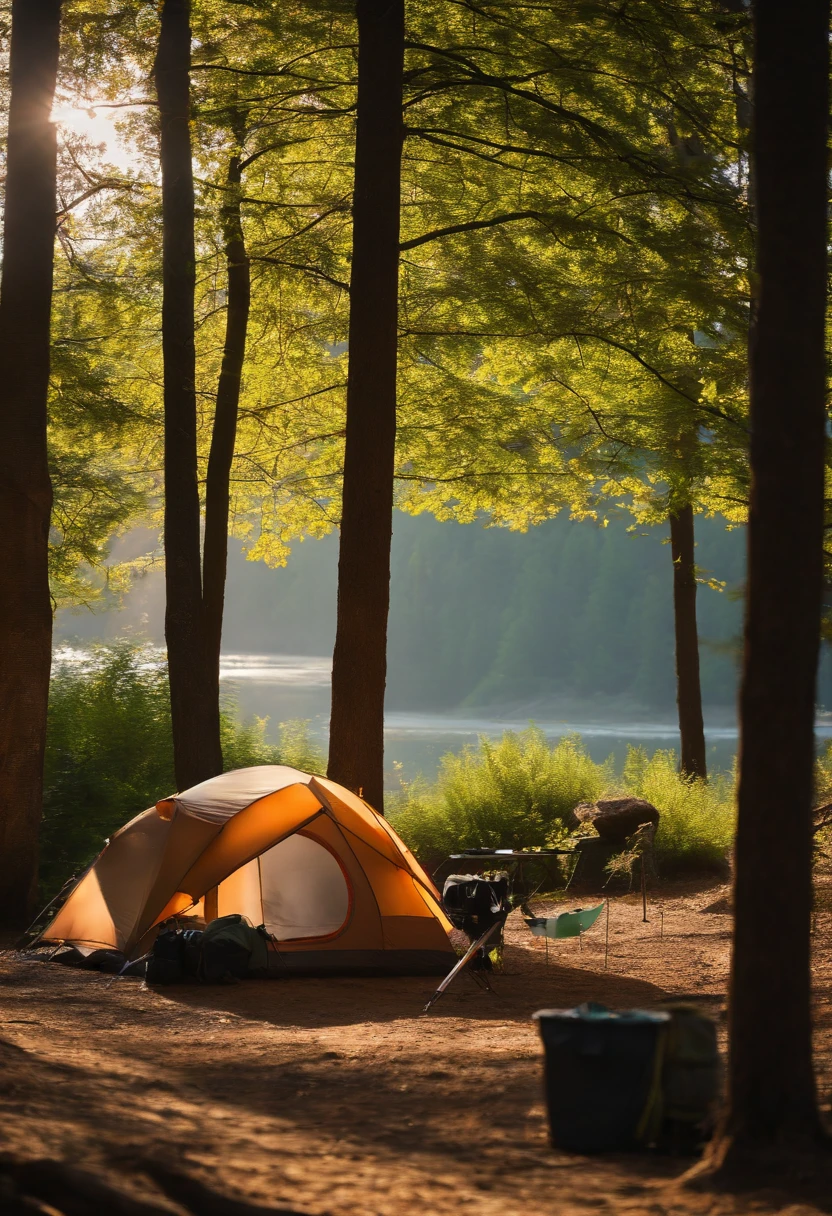 camping, forest, barbecue, Time of Day: afternoon Camera: DSLR Lens: Standard zoom lens