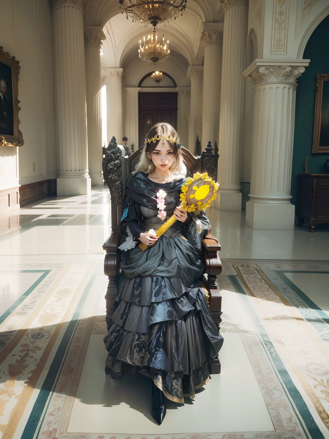 The prompt for generating a stable diffusion image inside a big castle hall is as follows:

"best quality, ultra-detailed, realistic:1.37, highres, vivid colors, bokeh, HDR, professional, (big:1.1) (castle:1.1) hall, (dramatic) lighting, (grand) entrance, (ornate) chandeliers, (elaborate) architecture, (expansive) space, (richly) decorated walls, (intricate) mosaic floors, (impressive) stained glass windows, (majestic) pillars, (giant) fireplace, (regal) thrones, (royal) tapestries, (ancient) suits of armor, (elegant) banquet tables, (opulent) decorations, (historical) artwork, (majestic) staircase, (ornate) ceiling, (magnificent) view, (royal) family portraits, (exquisite) detailing, (opulent) furnishings, (stunning) sculptures, (enchanted) atmosphere, (memorable) ambiance, (timeless) beauty, (captivating) surroundings, (aristocratic) vibe, (dreamy) atmosphere, (fascinating) historical artifacts, (impressive) arched windows, (extraordinary) acoustics, (mysterious) shadows, (enchanted) garden outside."

Please ensure that the prompt is copied exactly as presented and does not include any additional punctuation or explanations.