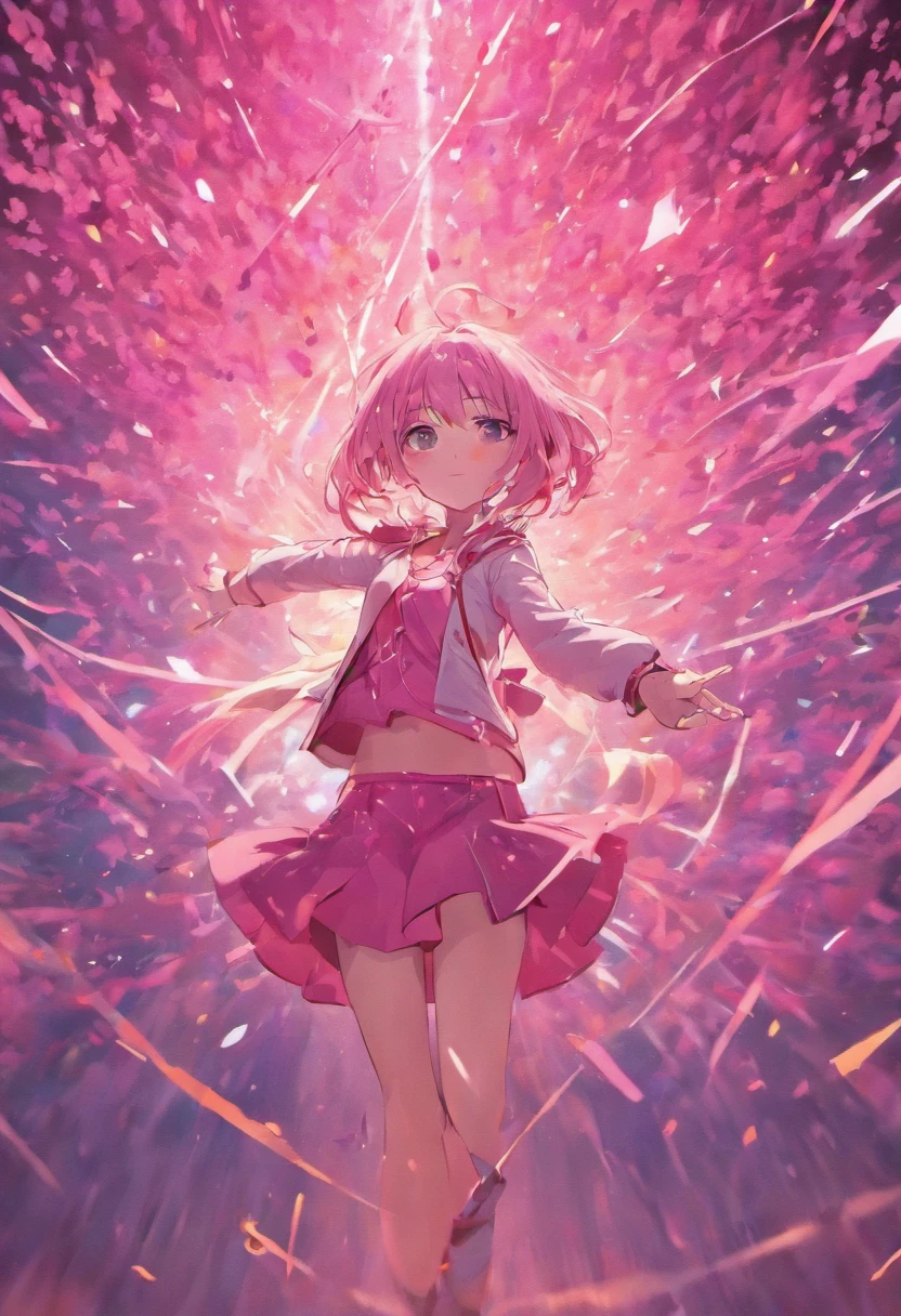 Beautiful girl pink clothes unlucky appearance Reach out to one side ·