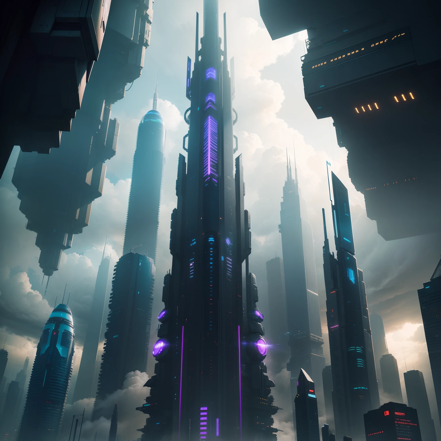 cyberpunked、Futuristic cities、planet earth、Cyberpunk with skyscrapers piercing through the clouds.SFart by、Utopian City、There is a super huge waterfall、Megacities、dream、top-quality、masterpiece、Beautiful cities of the future Huge city
