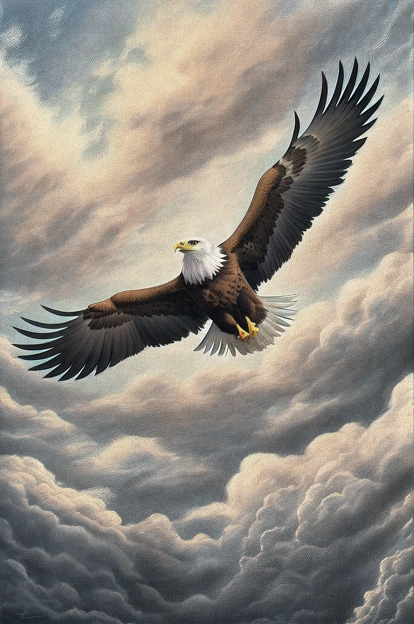 a picture of a bold eagle,  flying in formation in the sky, cloudy skies background, American bold eagle (best details, Masterpiece, best quality :1.5) birds view, ultra best realistic, best details, best quality, 16k, [ultra detailed], masterpiece, best quality, (extremely detailed), ultra wide shot, photorealism, depth of field, hyper realistic painting,
Waiting to start