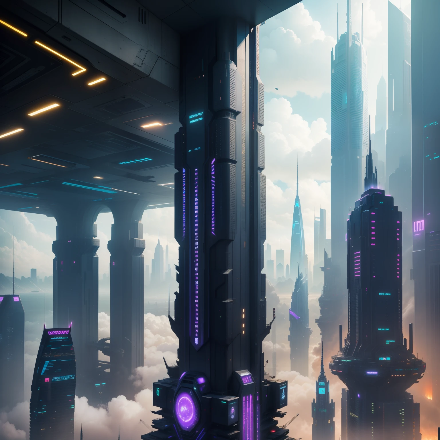cyberpunked、Futuristic cities、planet earth、Cyberpunk with skyscrapers piercing through the clouds.SFart by、Utopian City、There is a super huge waterfall、Megacities、dream、top-quality、masterpiece、Beautiful cities of the future Huge city