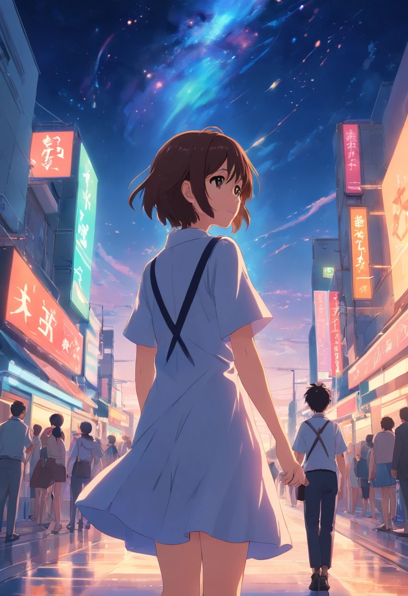 tmasterpiece,best qualtiy,cinematic Film still from,solo,1girl,Fine face,Fine hair,finely quality eyes,white dresses,Red ribbon,Cross your hands over your chest,(night sky background:0.7)