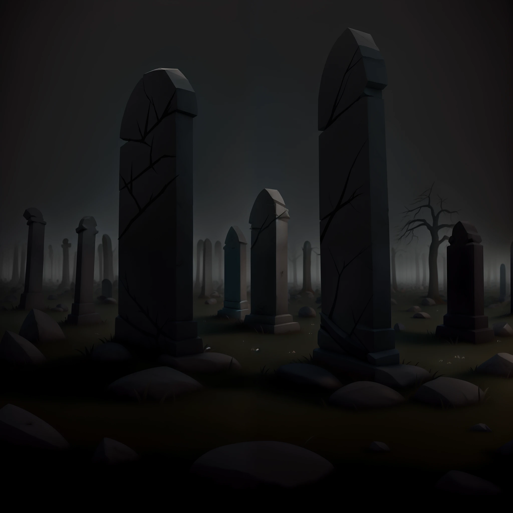 European style,A tombstone,grave stones,uncanny,Spooky and terrifying,Fragmentation,super detailed color lowpoly art,painted as a game concept art, 3 d render stylized,