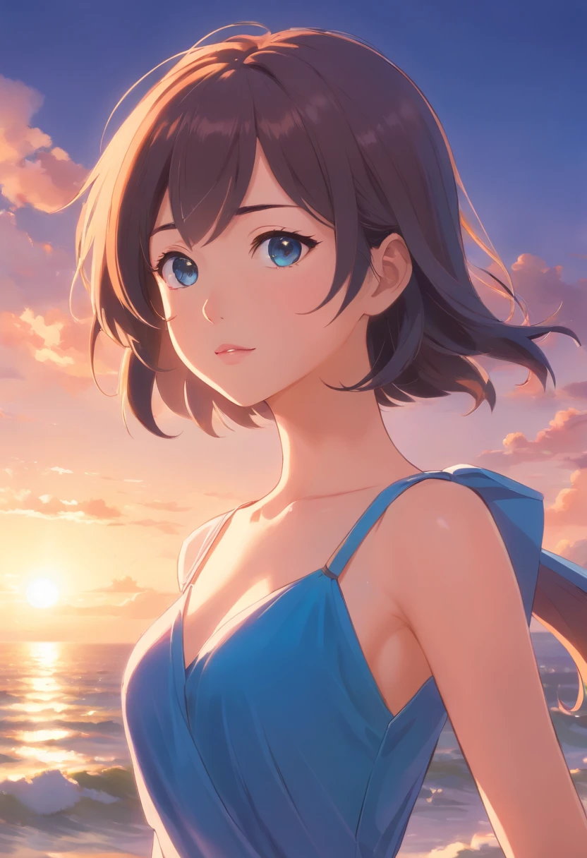 a close up of a woman in a blue dress posing for a picture, a picture inspired by Kim Jeong-hui, Instagram, tachisme, beautiful Korean women, Korean girl, Korean woman, Beautiful young Korean woman, Gorgeous young Korean woman, sakimichan, hot with shining sun, cleavage, Attractive girl, Sexy girl,