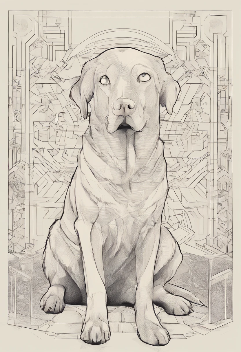 (Labrador dogs  ),(Best Pose),(best angle), (Better representation), Eduardo Cobra Acor Chorchoament ,Multidimensional geometric wall portrait, Artistically, Chibi,yang08k, Beautiful fece, colouring,