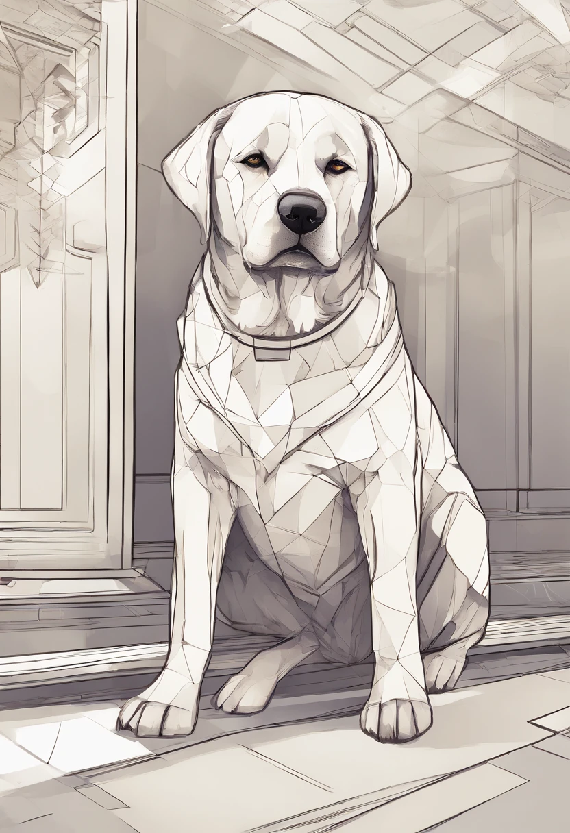 (Labrador dogs ),(Best Pose),(best angle), (Better representation), Eduardo Cobra Acor Chorchoament ,Multidimensional geometric wall portrait, Artistically, Chibi,yang08k, Beautiful fece, colouring,