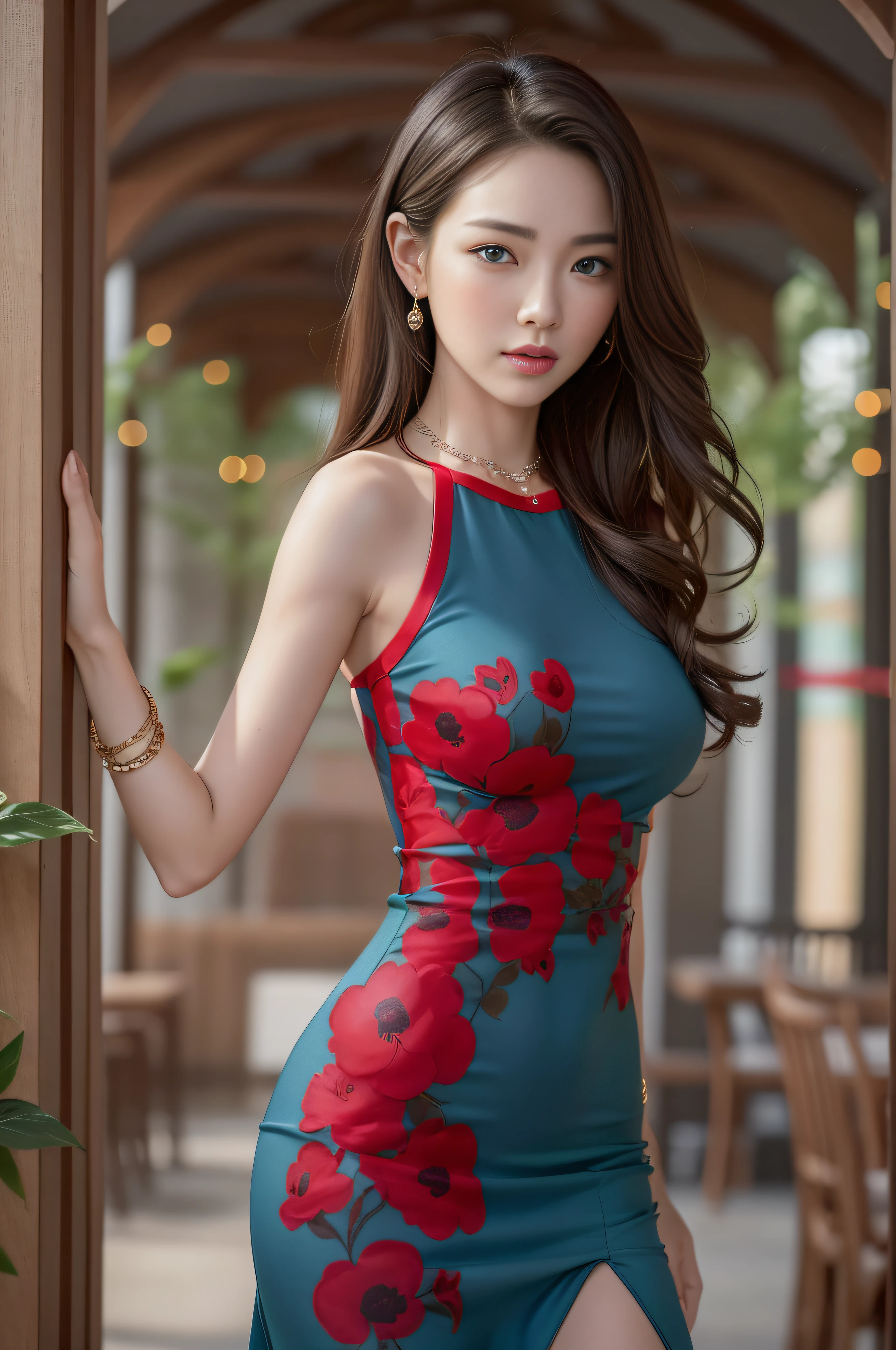 high-level image quality、A stunning red dress to complement your well-fitting physique、a miniskirt、T back、pantyhose、newyork、a bar counter、Looking at the camera、an elegant woman、Stick your ass out、Angle from above、耳Nipple Ring、A bracelet、Colossal tits、a necklace、Slim waist、sexypose、seductiv、(hight resolution), (8K), (ighly detailed), (The best illustrations), (beatiful detailed eyes), (top-quality), (ultra-detailliert), (masterpiece), (wall-paper), (详细的脸), 独奏, long legged, Tight abs,Ultra realistic body shot photo of MyNata Lee woman walking confidently in front of camera during glamour photo shoot. . strong hip:1.2, And beautiful hands are clear.striking blue eyes, And the perfect face attracts the attention of the viewer.