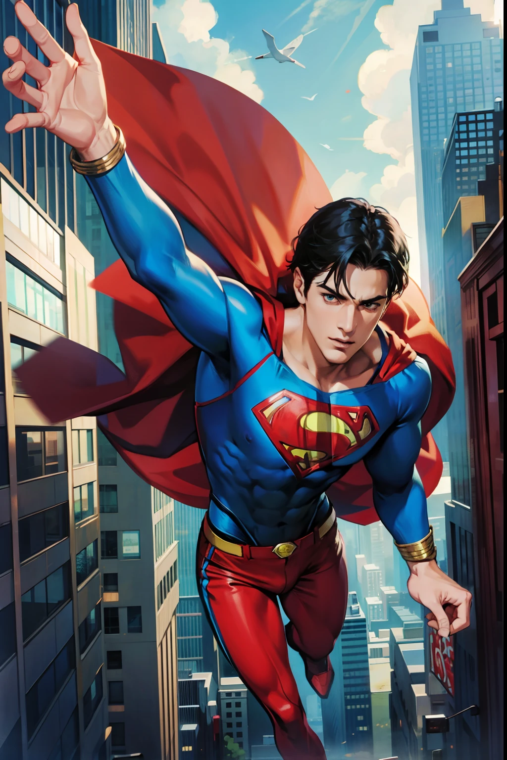 Superman in a city building