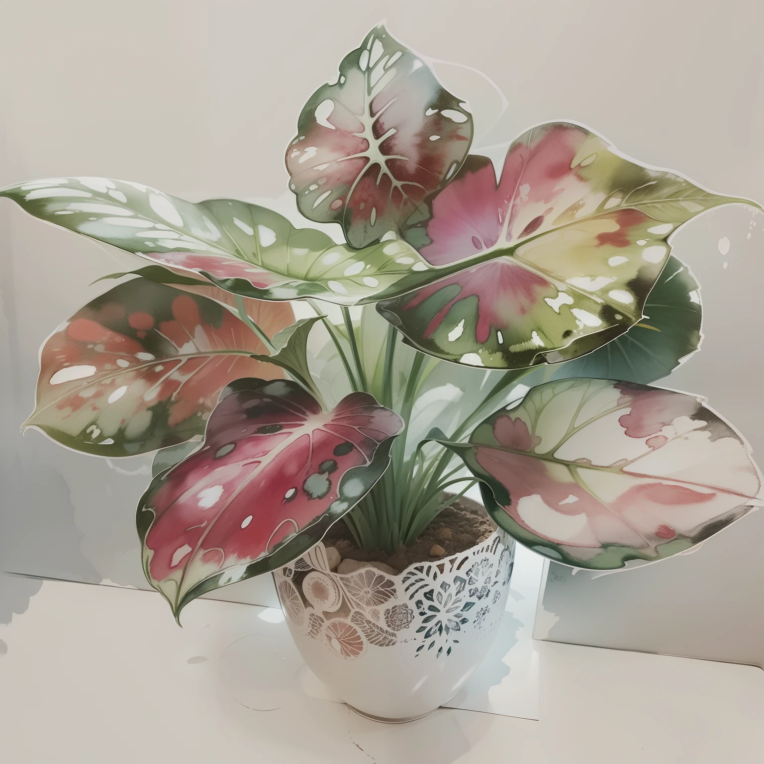A plant,aquarelle,soft strokes