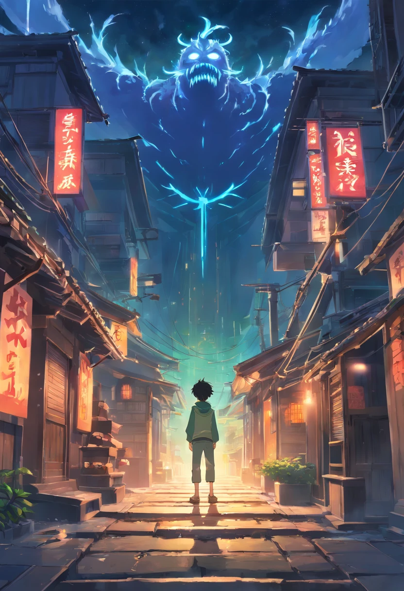 A boy with darkness who has immensive power who slaughtered a clan of his own village standing with a great tragic style with no regrets attitude with powers evil look scary like a ghost of a god on top of the futuristic temple