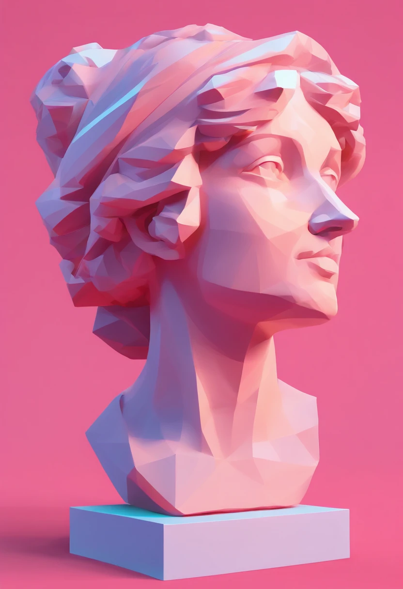 Close-up of a statue of a woman, Colorful classical statues, greek godness portrait sculpture, Classical art, bust with a beautiful neck, Escultura Michelangelo, classicism artstyle,Paper cut art style, Neon candy color, Simple, Stylish, Bright.。.。.。.。.3D, Redshift, Arnold renderer, High detail, High quality,Candy color 8K
