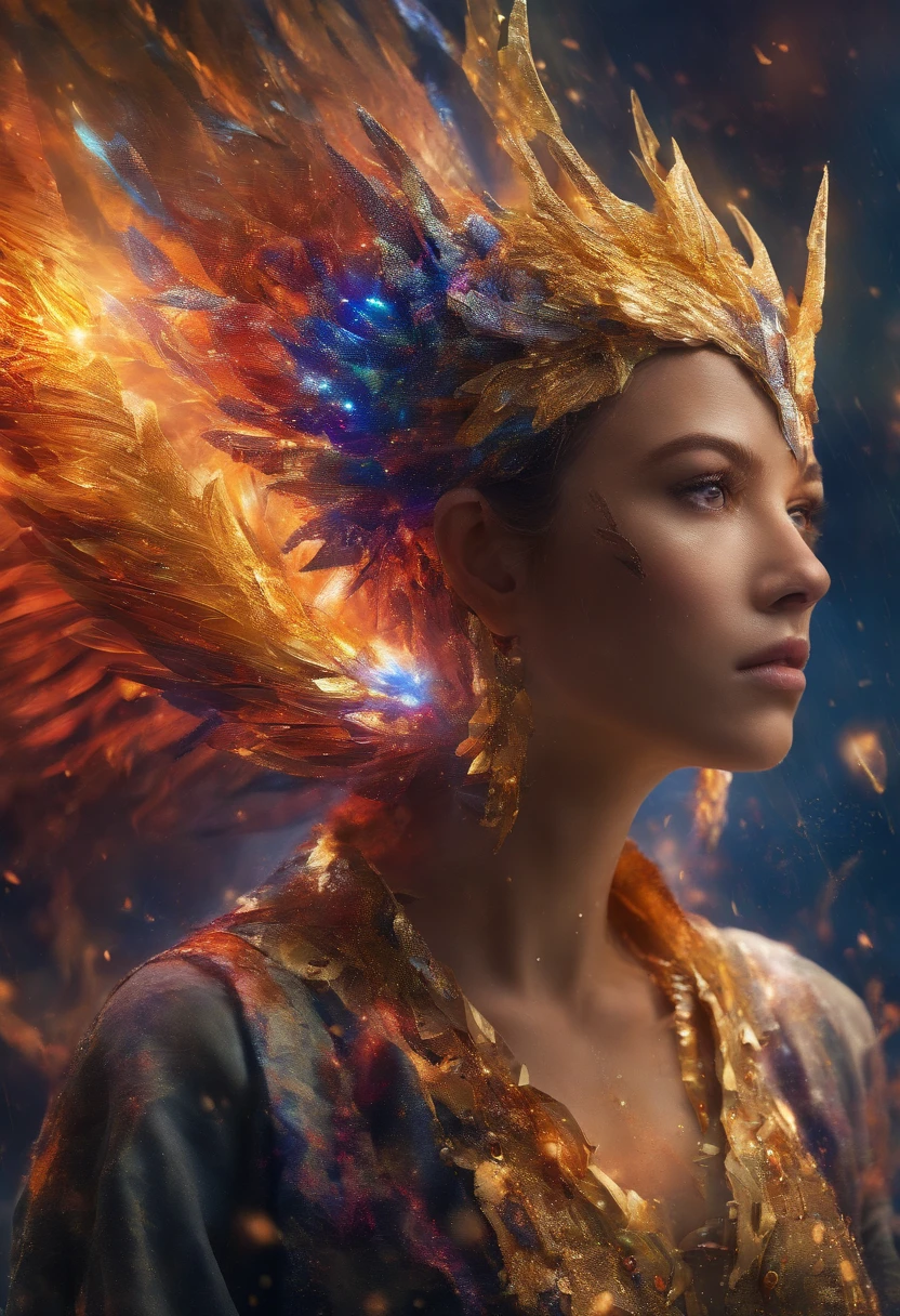 Niko's masterpiece, top quality, best quality, formal art, beautiful and aesthetic: 1.2)، (one girl), highly detailed eyes, (Fractal art: 1.3)-Colorful, more detailed, (perfect face), glowing skin, HDR, ( White robe golden stripes: 1.2)galaxy (Optical lines)-Stunning photos, (Dynamic lines, light paths: 1.2)-Vibrant colors, (Phoenix)، (Dragon)-Masterpiece, Best Quality, (巨作)، (The best) Quality: 1.4)، (extremely high resolution: 1.2)، (extremely realistic: 1.4)، (Realistic: 1.2)