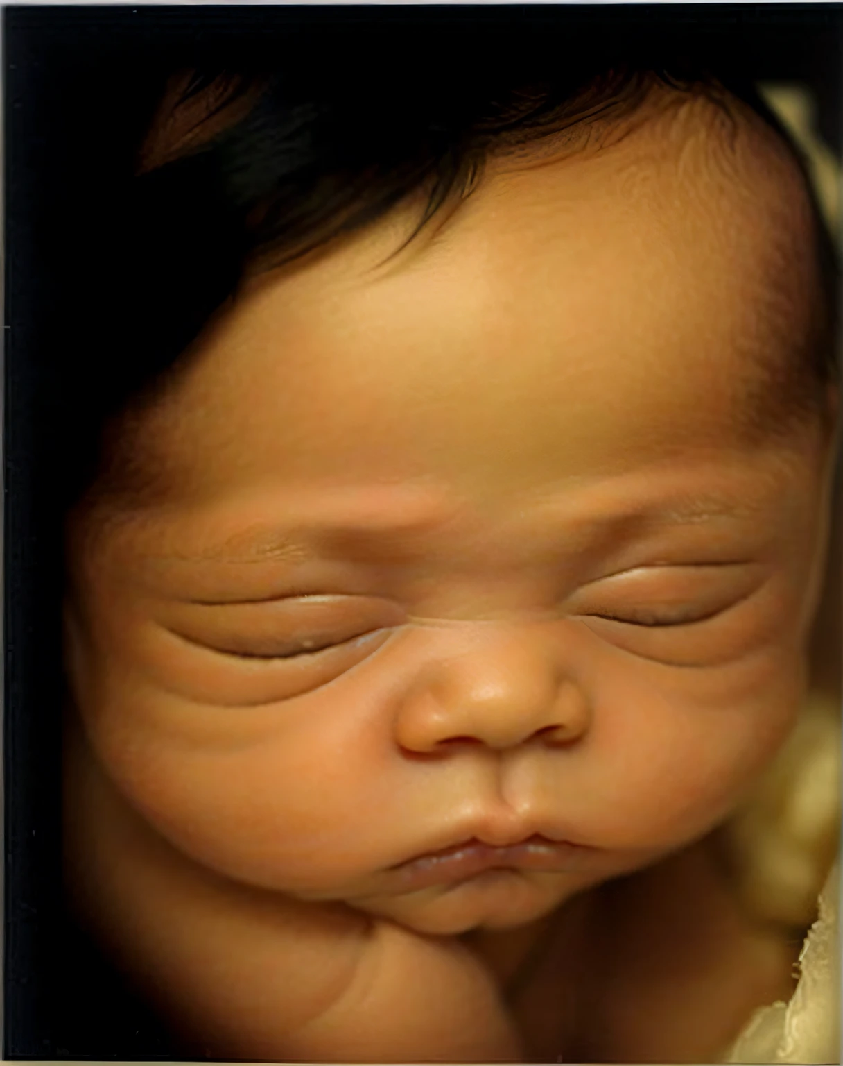 ((((Baby photos))))extremely high quality scan,1200 DPI scan,A high resolution,detailed scan,tmasterpiece,8K works,k hd,A cute baby,Delicate facial features,(One-year-old infants),Real interior,Delicate skin texture,The light is focused on the face,With his eyes closed