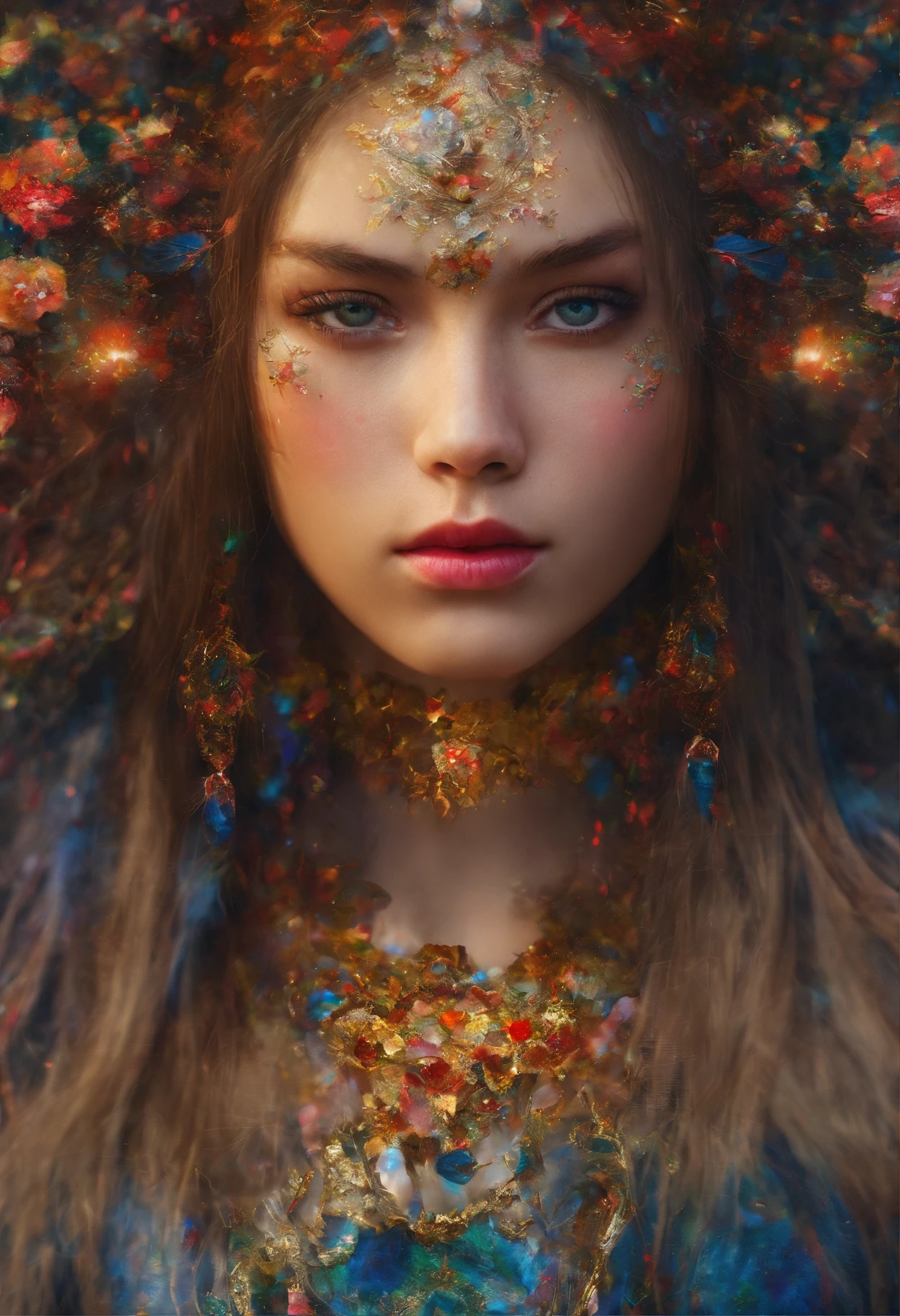 Niko's masterpiece, top quality, best quality, formal art, beautiful and aesthetic: 1.2)، (one girl), highly detailed eyes, (Fractal art: 1.3)-Colorful, more detailed, (perfect face), glowing skin, HDR, ( White robe golden stripes: 1.2)galaxy (Optical lines)-Stunning photos, (Dynamic lines, light paths: 1.2)-Vibrant colors, (Phoenix)، (Dragon)-Masterpiece, Best Quality, (巨作)، (The best) Quality: 1.4)، (extremely high resolution: 1.2)، (extremely realistic: 1.4)، (Realistic: 1.2)