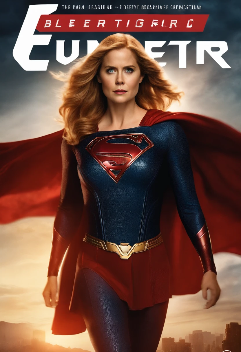 Amy Adams as Supergirl, Realistic, High- sharpness, Hyper-Resolution, Fujifilm XT3, Detailed, 64k,   -