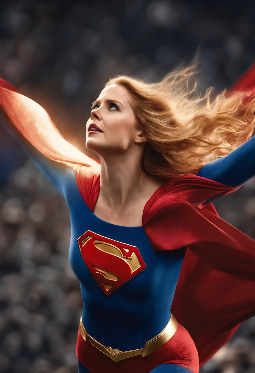 Amy Adams as Supergirl, Realistic, High- sharpness, Hyper-Resolution, Fujifilm XT3, Detailed, 64k, -