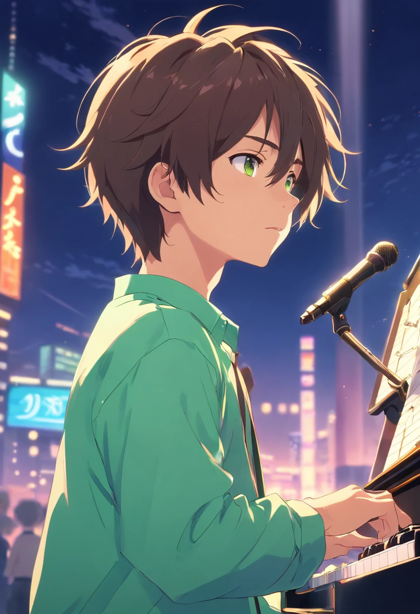 boy, 20 years old, idol, singing, light green