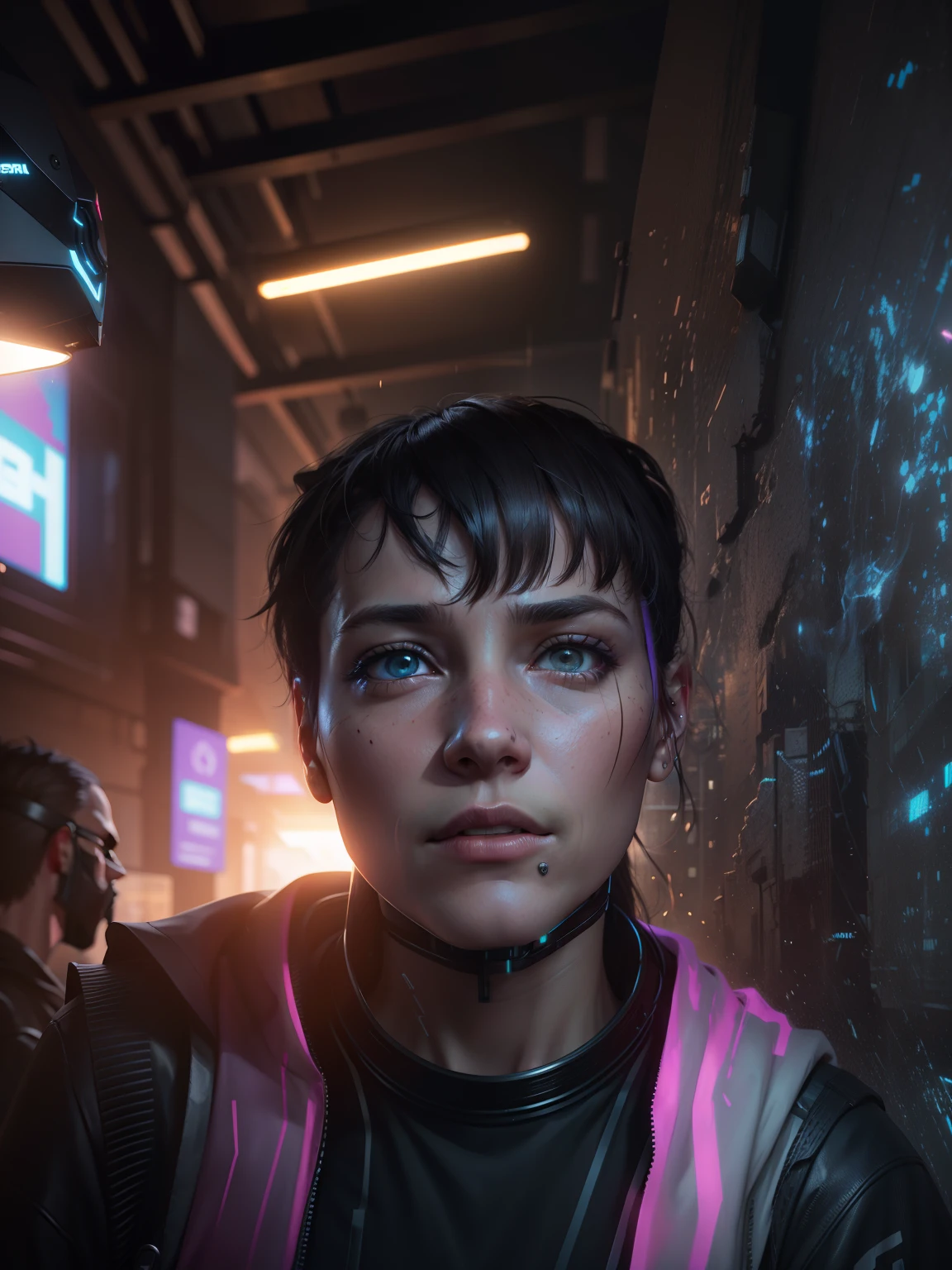 8k ultra realistic , change background, real face , cyberpunk,