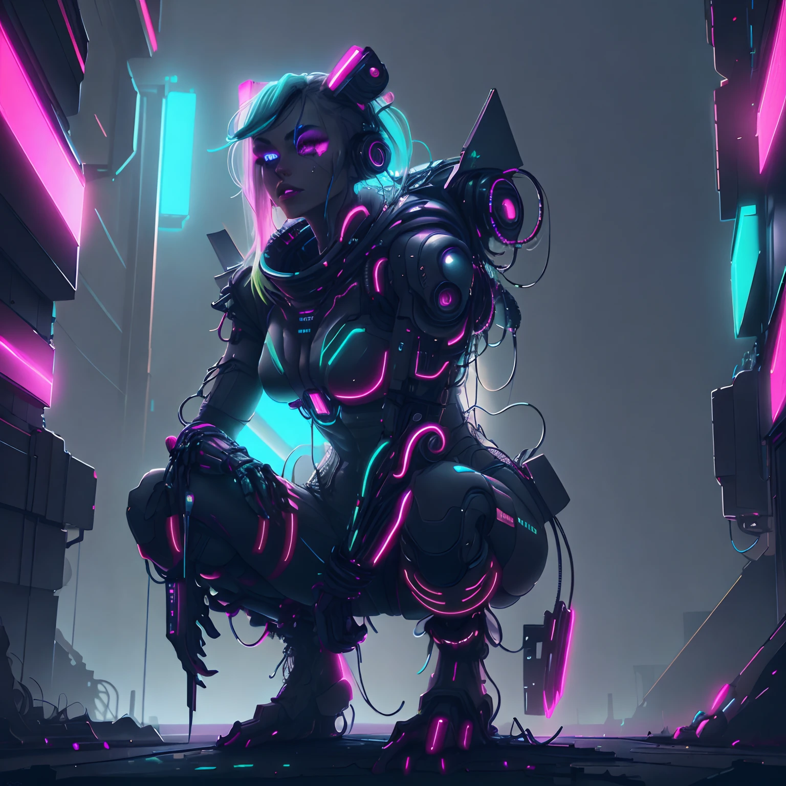 CyberPunkAI neon fashion , night sky