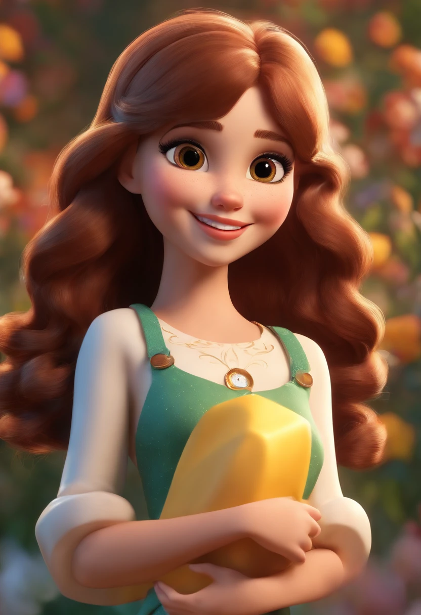 3d cartoon beautiful girl no glasses smart smile --v4