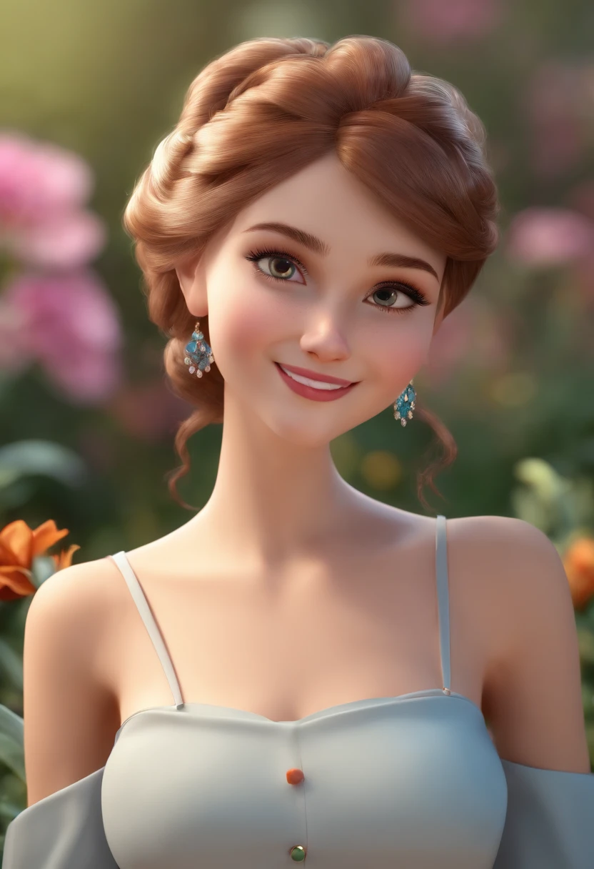 3d cartoon beautiful girl no glasses smart smile --v4