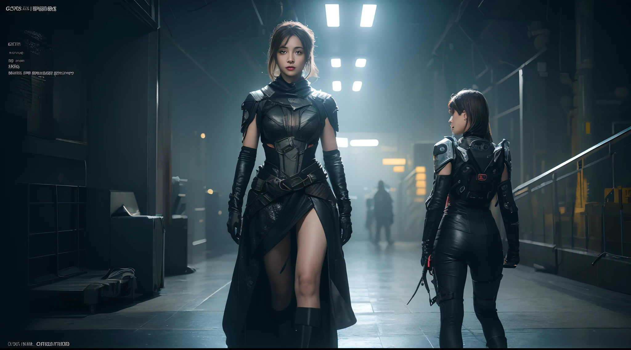 ,3D, A beautiful cyberpunk female image,battledress,hdr(HighDynamicRange),Ray traching,NVIDIA RTX,Hyper-Resolution,Unreal 5,Subsurface scattering、PBR Texture、post-proces、Anisotropy Filtering、depth of fields、maximum definition and sharpness、Many-Layer Textures、Albedo e mapas Speculares、Surface coloring、Accurate simulation octane rendering of light-material interactions、Two-colored light、largeaperture、Low ISO、White balance、the rule of thirds、8K raw data、blackstockings。