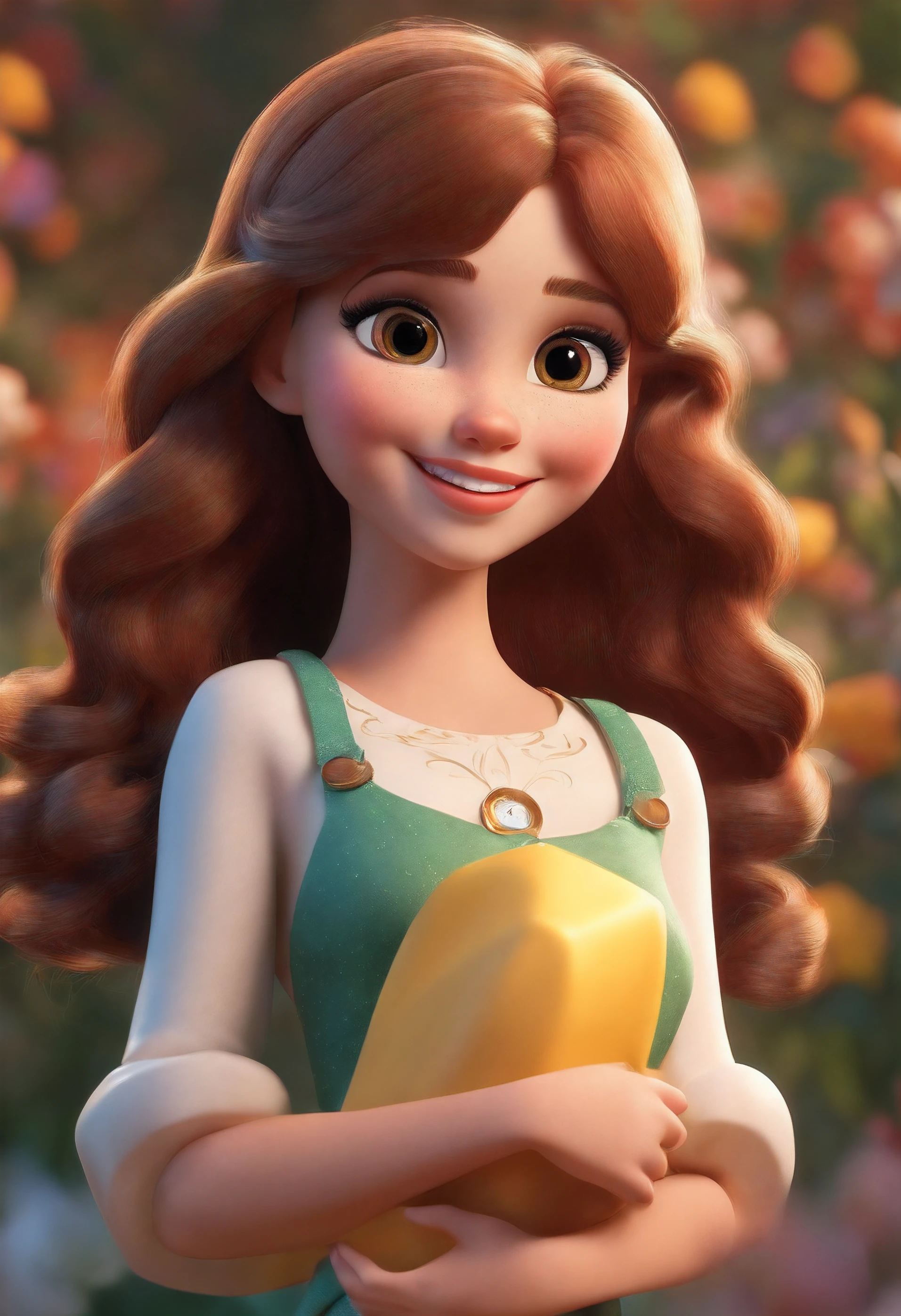 3d cartoon beautiful girl no glasses smart smile --v4