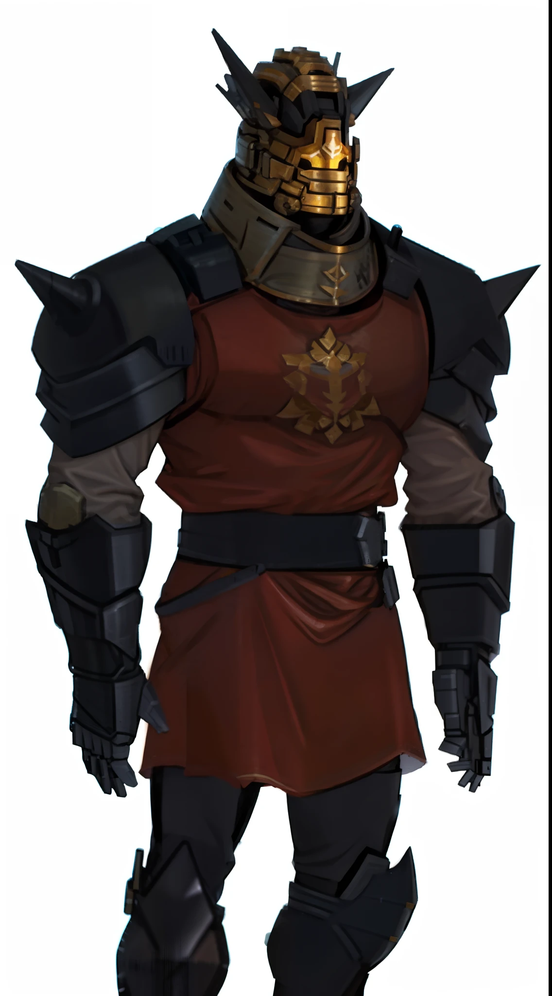a cartoon of a man in armor with a sword and a helmet, clothed in battle armor, wearing a dark heavy plate armor, thick armor, brown heavy armor, wearing heavy armor with cape, grey armor, clothed in worrier armor, clothed in ancient battle armor, brown armor, intimidating full body armor, segmented armor, male plate armored chest