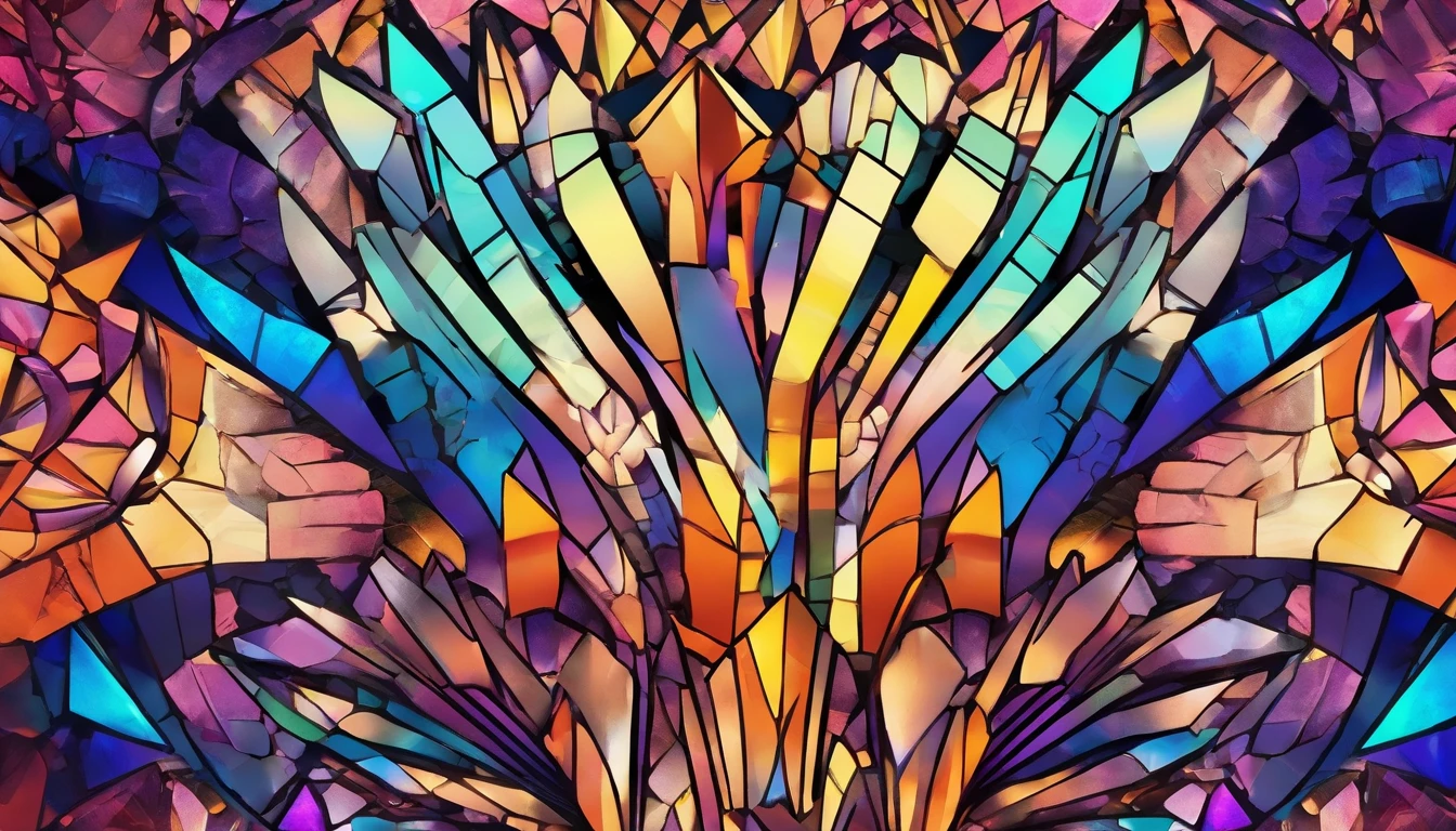 Colorful crystal clusters blend with light to form a sword, crystal clear and lifelike.