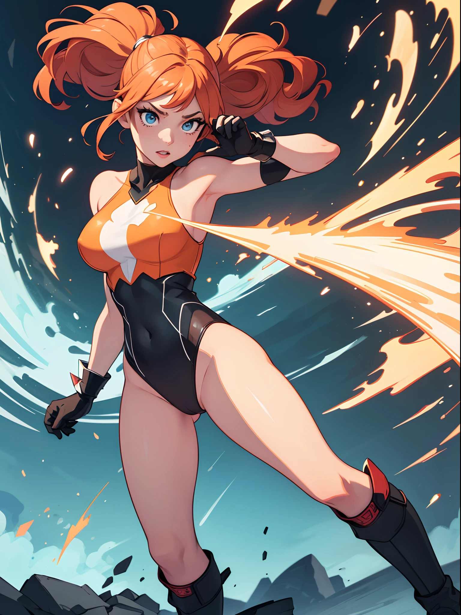 (best quality,4k,highres,masterpiece:1.2),ultra-detailed,superhero,mature lady,bare legs,gloves,leotard,spinning like a hurricane,illustration,vivid colors,dramatic lighting