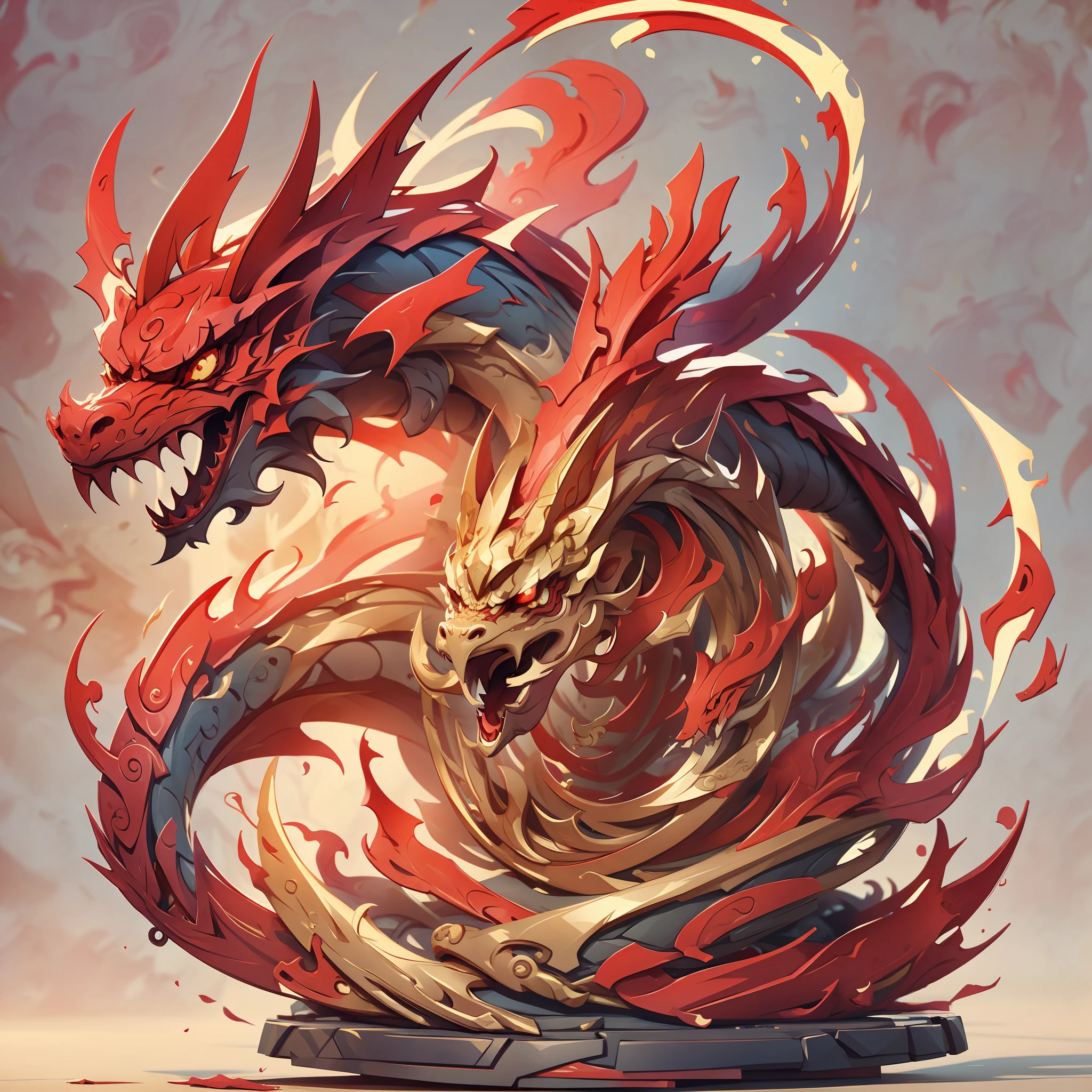 Shadow Raid, chinese dragon, abstract swirl patterns, everything is in shades of red, best quality, masterpiece