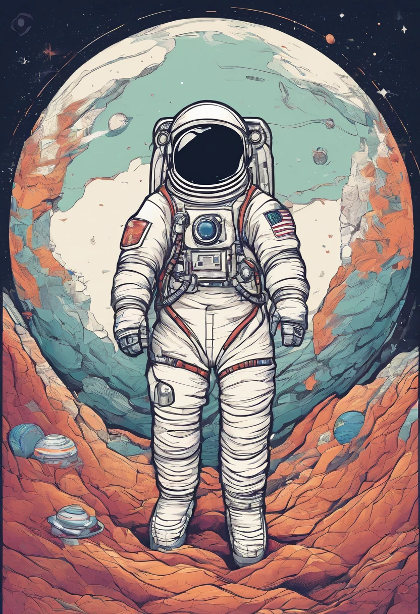 Astronaut, extreme minimalism, empty space