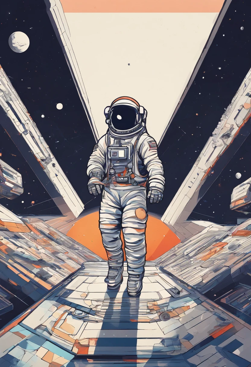 Astronaut, extreme minimalism, empty space