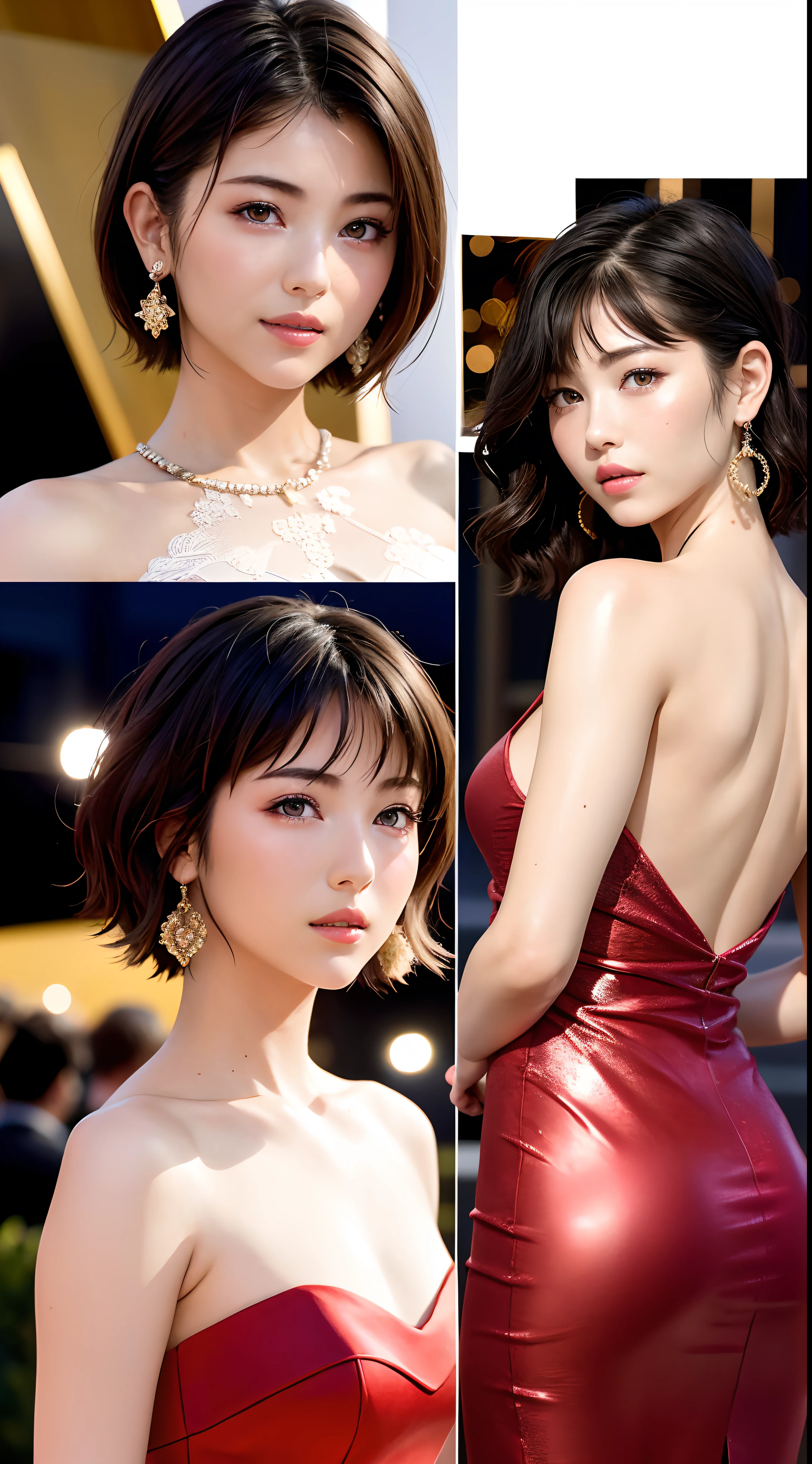 1girl, RAW photo, ultra high res,(1girl:2.0), (photorealistic:1.4), black hair, smile, bright pupils, high detail, Realism, Fujicolor, image fill, viewfinder, Eye-Level Shot, 8k, super detail, UHD, retina, masterpiece, anatomically correct, textured skin, high details, high quality, award winning, best quality, highres, 16K, Tell us more about the beauty of the famous Hollywood actress who attended the Grammy Awards ceremony。

This actress is、It will be the center of attention with its attractive appearance..。Her hair is long、Gorgeous curly hair flows gracefully from the shoulders。Its hairstyle is、Gives an elegant and feminine impression。

Her beautiful features are、It features delicate contours and crisp, high cheekbones。Her makeup is、Makes skin glow with natural tones、Emphasize deep eyes。Eta、Lips are beautifully colored with red lipstick。

Her proportions are、Has a perfect silhouette。She wears a simple but sexy see-through gown.、Highlight its beautiful caves。The fabric of the gown is、With transparent silk and lace、Beautifully finished so that the skin can be seen through。

The color of the dress is、In crimson color、Complements her skin and hair color。This color is、It further emphasizes her confidence and charm。Reverse of the gown、Elegant lace details、Beautifully decorate her back。

Her accessories are simple yet、Diamond sparkle enhances beauty。She wears high-heeled sandals、You can also feel the elegance underfoot.。

This actress is、By appearing at the Grammy Awards ceremony、Its beauty、sensuous、In a sophisticated style, Become an icon of a generation in the fashion world.。