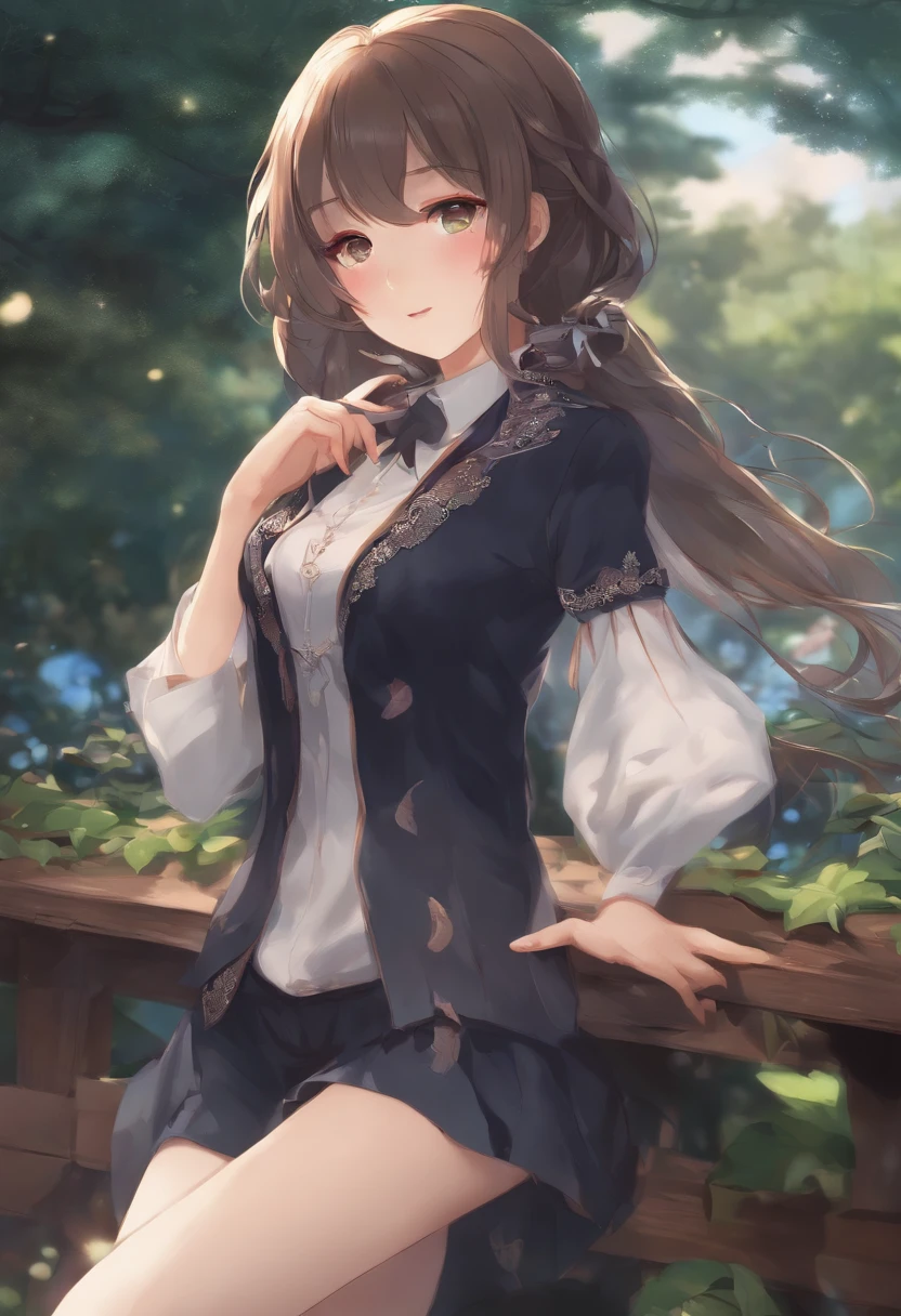 A girl who is not wearing a lower body two-dimensional anime