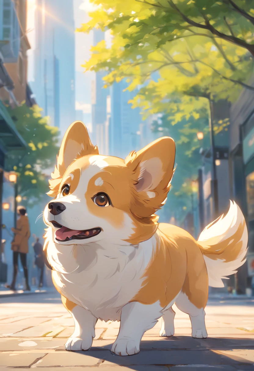 "Generate Ultra HD images，Catch a Pembroke Welsh Corgi in a chic way, Classic dog pose. Use advanced macro photography techniques to highlight the intricate details of your dog's fur, Erect ears, and expressive eyes and tongue partially sticking out. Place the camera at eye level of the dog, Create an intimate connection between the viewer and the canine subject. Achieve a large aperture for shallow depth of field, Let the dog stand out against a slightly blurred background. Improve lighting to emphasize the texture and contour of the dog's body, Soft use, Blur lighting removes harsh shadows and creates, comfortable atmosphere. Catch the dog in a relaxed pose, But balanced, Show your flexibility and elegance. Try to capture moments in natural motion, Such as stretching or combing, Convey realism. Implement post-processing techniques to optimize image clarity, contrast, and color balance, Ensure all aspects, From the dog's intricate pattern to its intense gaze, The rendering details are amazing. Enfim, Convey the tranquil beauty and innate grace of the Pembroke Welsh Corgi, Capture a fleeting moment，Celebrate the unique nature of canine curiosity and balance."