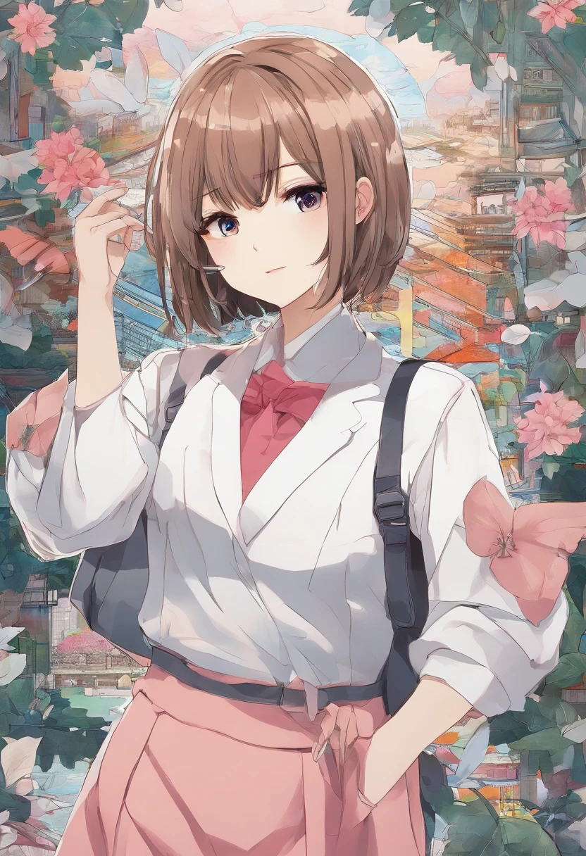 huge tit、A slender、hi-school girl、校服、Brown hair、bob cuts