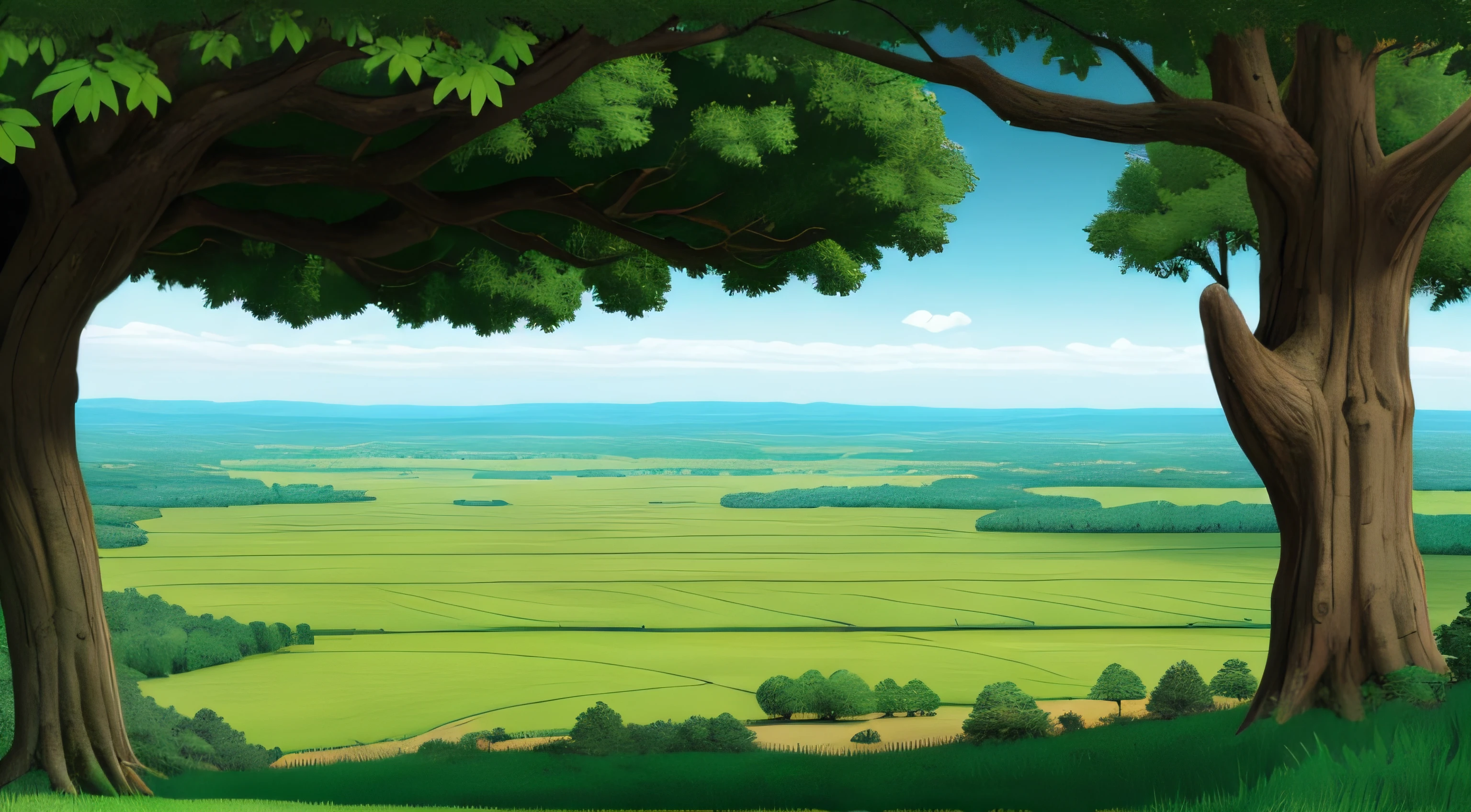 Vast green plains with no animals in forest