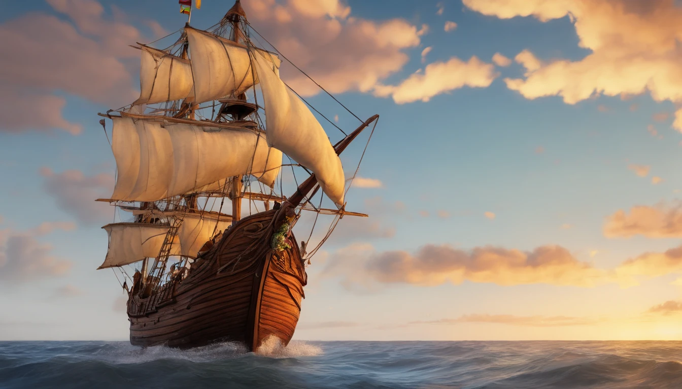 Two wooden sailing ships, sloops or schooners