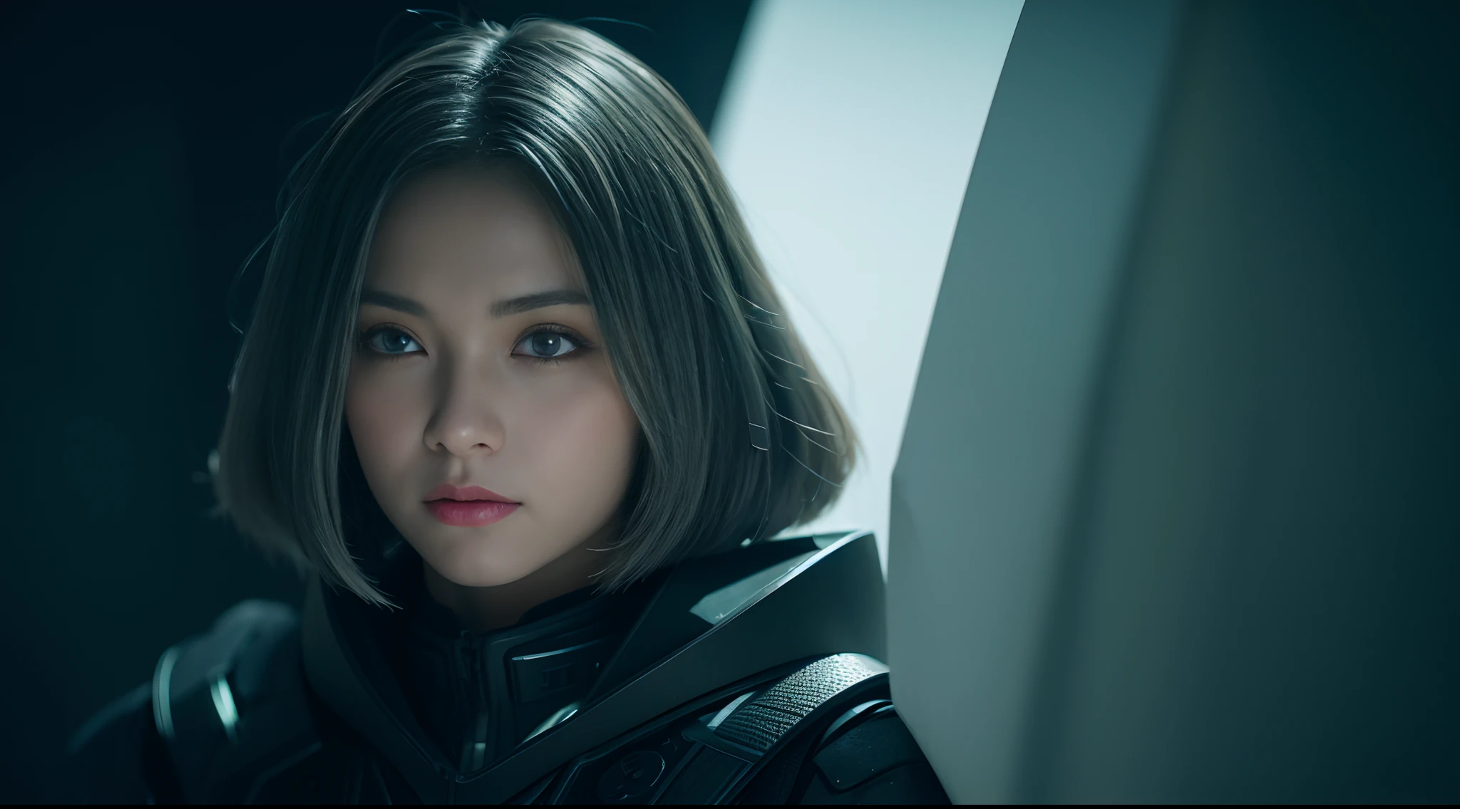 emphasis lines, bokeh, Eye-Level Shot，From the movie Matrix ，3D,solo， 1girl，battle garment，A young white haired girl from Germany,A beautiful cyberpunk female image,hdr（HighDynamicRange）,Ray traching,NVIDIA RTX,Hyper-Resolution,Unreal 5,Subsurface scattering、PBR Texture、post-proces、Anisotropy Filtering、depth of fields、maximum definition and sharpness、Many-Layer Textures、Albedo e mapas Speculares、Surface coloring、Accurate simulation octane rendering of light-material interactions、Two-colored light、largeaperture、Low ISO、White balance、the rule of thirds、8K raw data、blackstockings，cinematic lighting, ray tracing, reflection light,  UHD, best quality, high quality, award winning, high details, masterpiece, anatomically correct, textured skin，