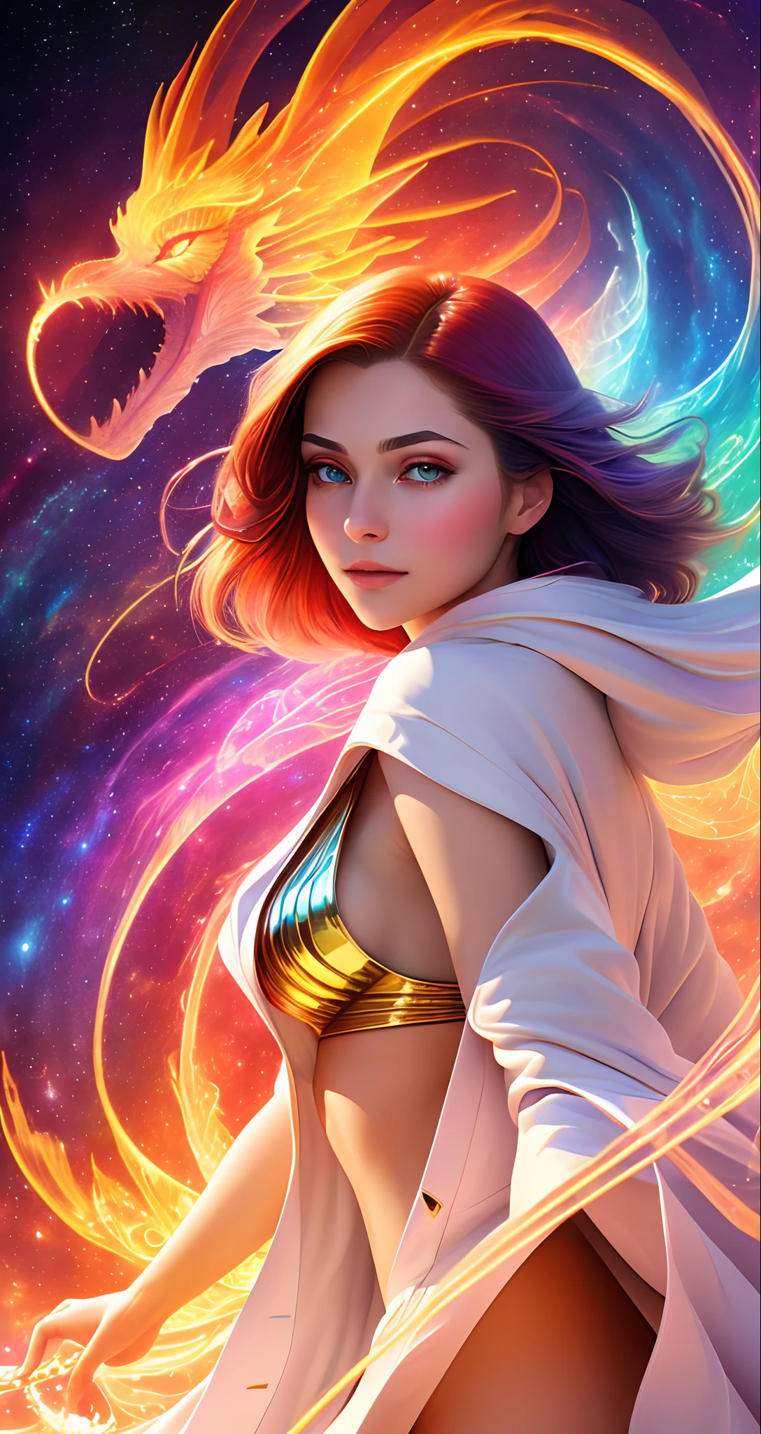 ๐๐๐๐Niko's masterpiece, top quality, best quality, formal art, beautiful and aesthetic: 1.2)ุ (one girl), highly detailed eyes, (Fractal art: 1.3)-Colorful, more detailed, (perfect face), Shiny Complexion, HDR, (White robe golden stripes: 1.2)galaxy (Optical lines)-Stunning photos, (Dynamic lines, light paths: 1.2)-Vibrant colors, (Phoenix)ุ (Dragon)-Masterpiece, Best Quality, (ๅทจไฝ) )ุ (best-quality: 1.4)ุ (extremely high resolution: 1.2)ุ (extremely realistic: 1.4)ุ (Realistic: 1.2)