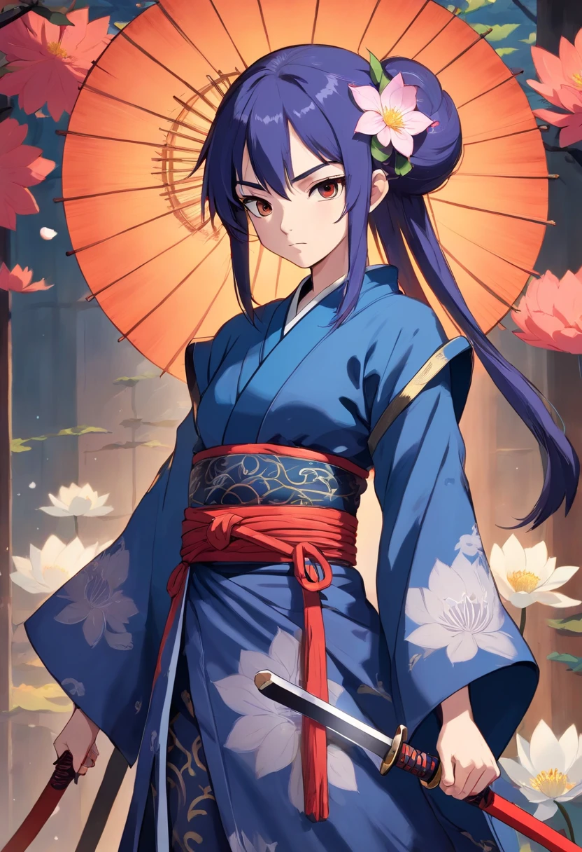 Dark Elf wearing Gothic armor and katanas, samurai, cabelos longos cinzas, magnifica, serious facial expression, Lotus flower drawn on kimono, magnifica, 8k, Dark Elf wearing Gothic armor and katanas, samurai, cabelos longos cinzas, magnifica, serious facial expression, Lotus flower drawn on kimono, magnifica, 8k, posicionamento central, dramatic scene. central, dramatic scene.