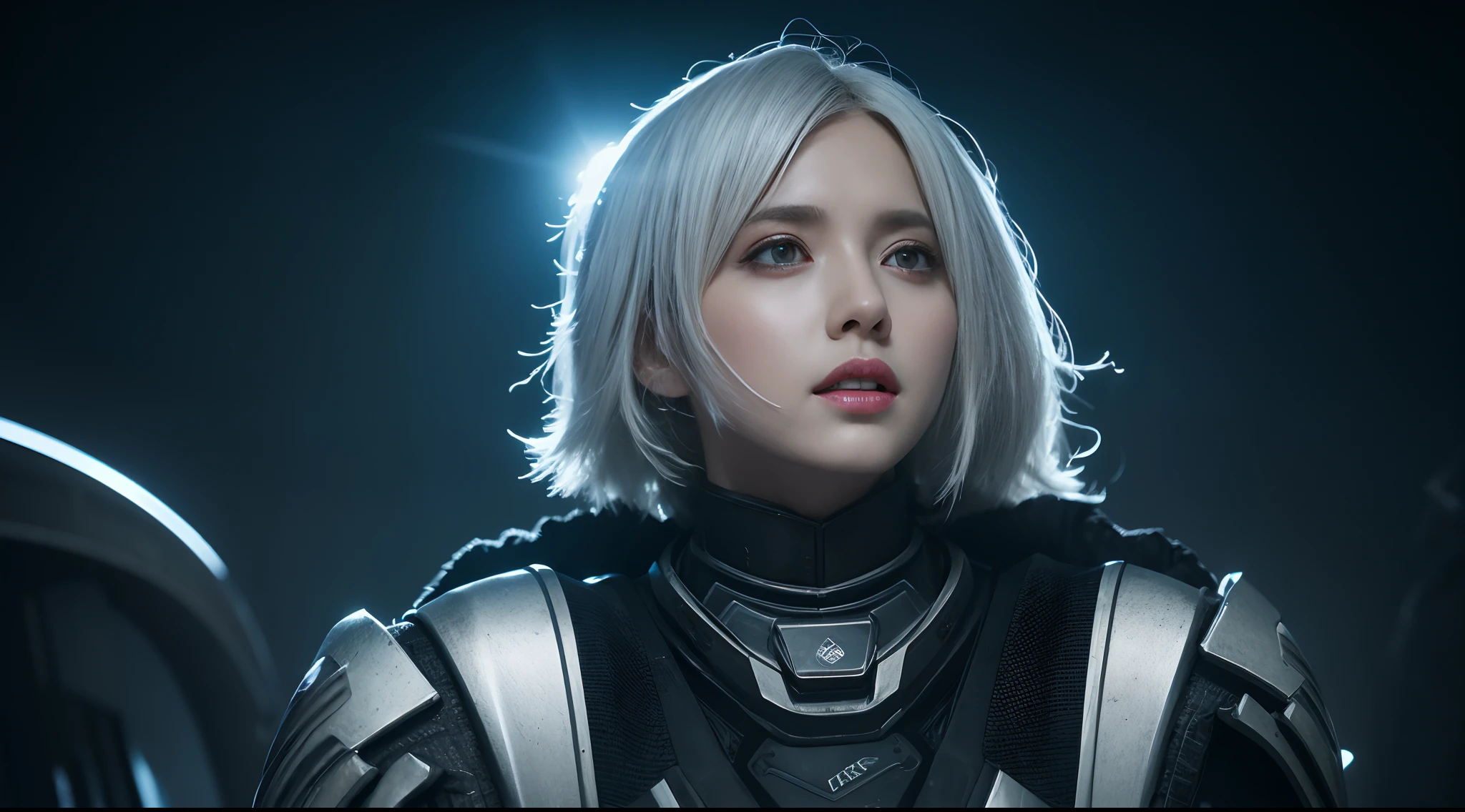 emphasis lines, bokeh, Eye-Level Shot,From the movie ,3D,solo, 1girl,battle garment,A young white haired girl from Germany,A beautiful cyberpunk female image,hdr(HighDynamicRange),Ray traching,NVIDIA RTX,Hyper-Resolution,Unreal 5,Subsurface scattering、PBR Texture、post-proces、Anisotropy Filtering、depth of fields、maximum definition and sharpness、Many-Layer Textures、Albedo e mapas Speculares、Surface coloring、Accurate simulation octane rendering of light-material interactions、Two-colored light、largeaperture、Low ISO、White balance、the rule of thirds、8K raw data、blackstockings,cinematic lighting, ray tracing, reflection light, UHD, best quality, high quality, award winning, high details, masterpiece, anatomically correct, textured skin,