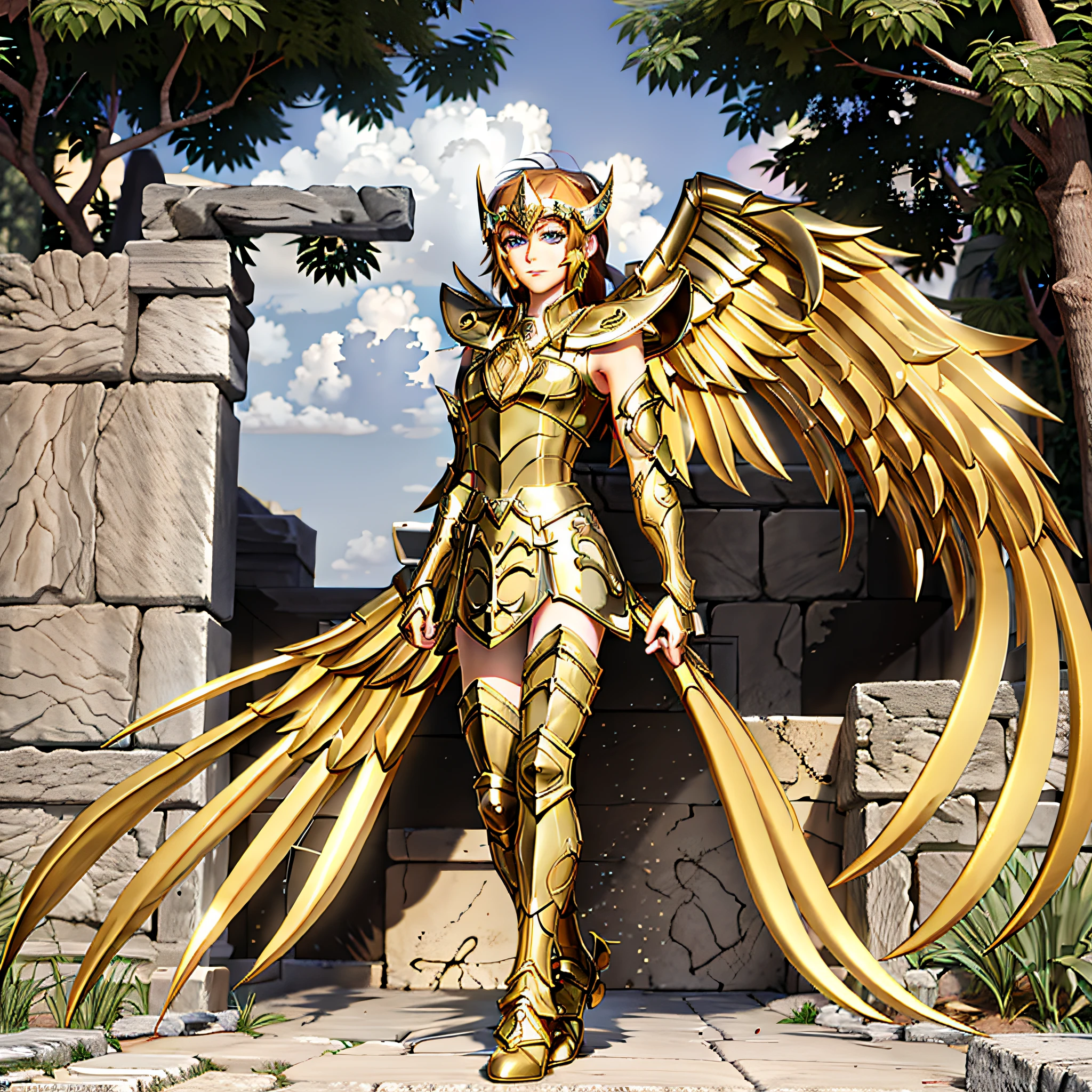 masterpiece, best quality, masterpiece, detailed face, detailed eyes, full body,  1girl, SagittariusArmor, female armor, long  golden wings,  walking on the ancient greek battlefields, nsfw, sexy