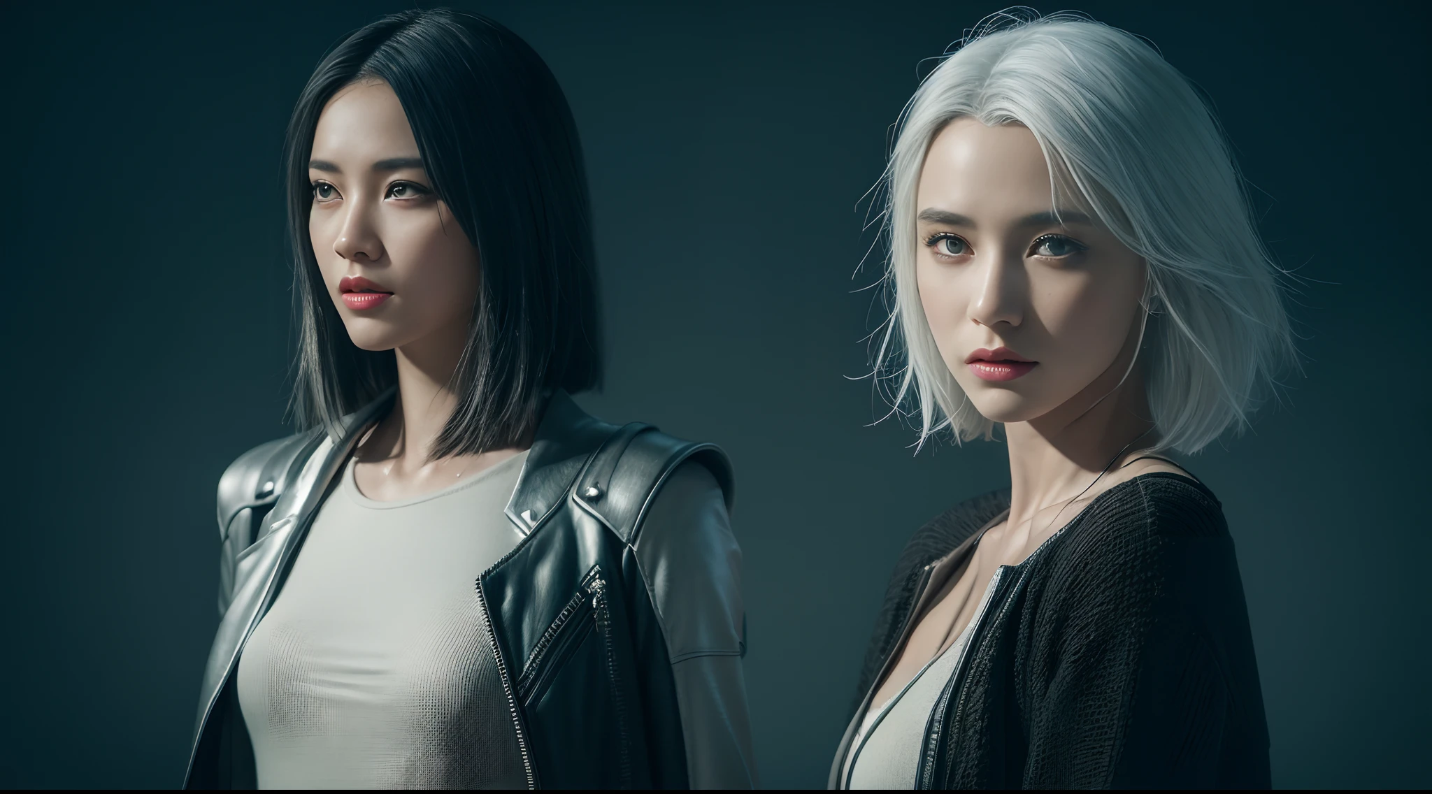 vanishing point,From the movie Matrix ,3D,solo, 1girl,battle garment,A young white haired girl from Germany,A beautiful cyberpunk female image,hdr(HighDynamicRange),Ray traching,NVIDIA RTX,Hyper-Resolution,Unreal 5,Subsurface scattering、PBR Texture、post-proces、Anisotropy Filtering、depth of fields、maximum definition and sharpness、Many-Layer Textures、Albedo e mapas Speculares、Surface coloring、Accurate simulation octane rendering of light-material interactions、Two-colored light、largeaperture、Low ISO、White balance、the rule of thirds、8K raw data、blackstockings,cinematic lighting, ray tracing, reflection light, UHD, best quality, high quality, award winning, high details, masterpiece, anatomically correct, textured skin,